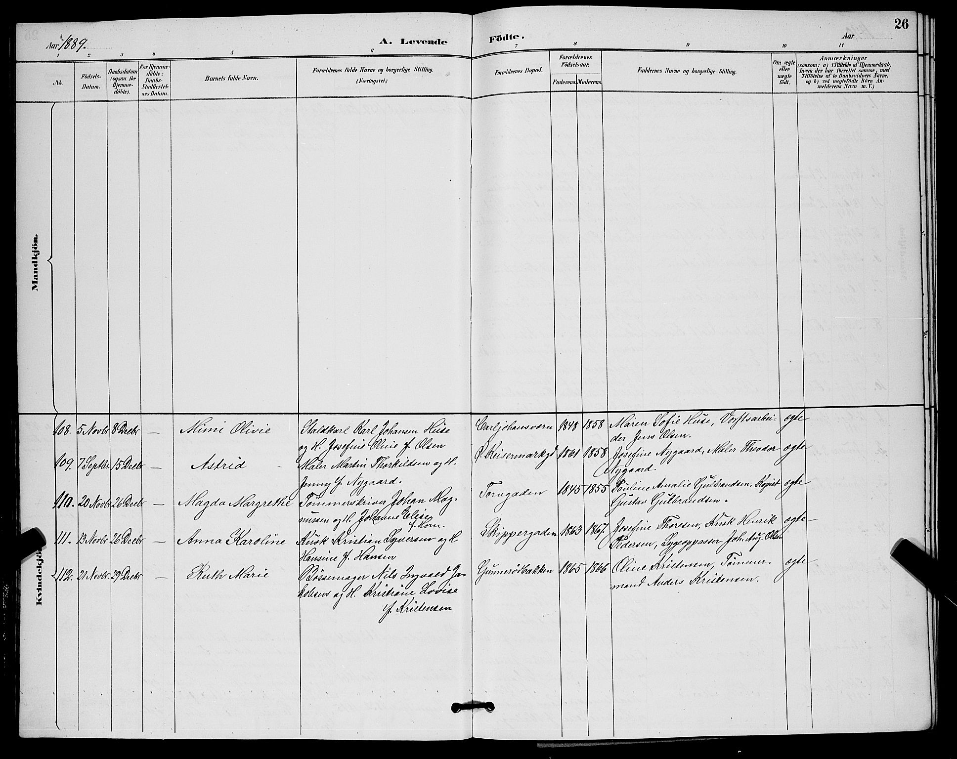 Horten kirkebøker, AV/SAKO-A-348/G/Ga/L0005: Parish register (copy) no. 5, 1888-1895, p. 26