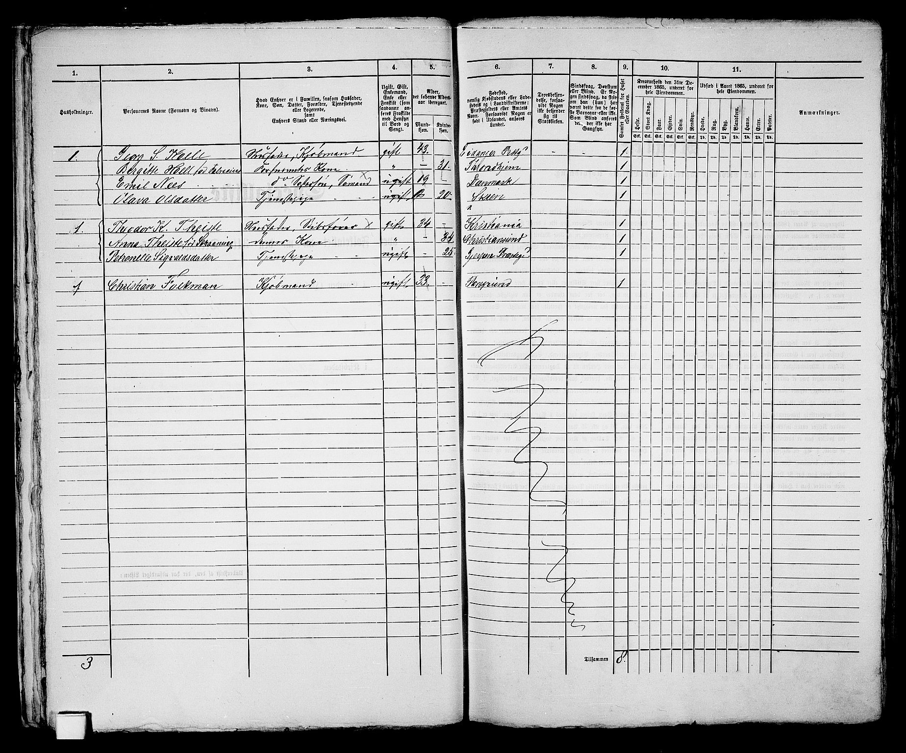 RA, 1865 census for Skien, 1865, p. 435