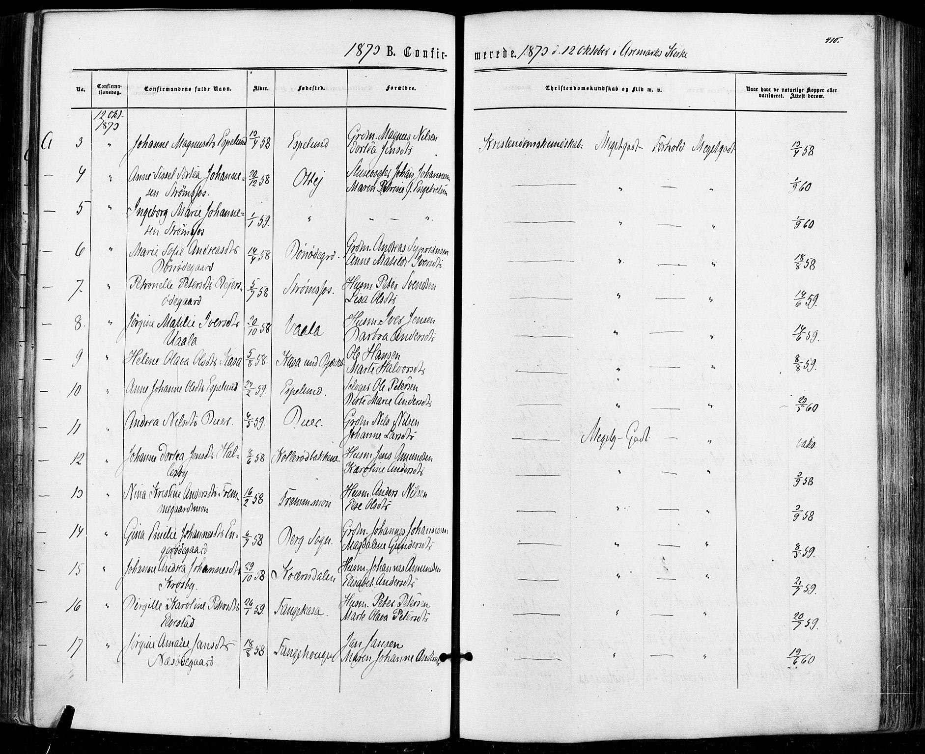 Aremark prestekontor Kirkebøker, SAO/A-10899/F/Fc/L0004: Parish register (official) no. III 4, 1866-1877, p. 409-410