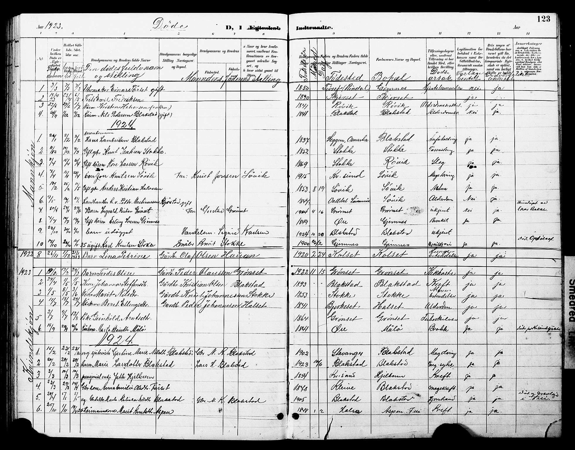 Ministerialprotokoller, klokkerbøker og fødselsregistre - Møre og Romsdal, AV/SAT-A-1454/585/L0973: Parish register (copy) no. 585C01, 1893-1930, p. 123