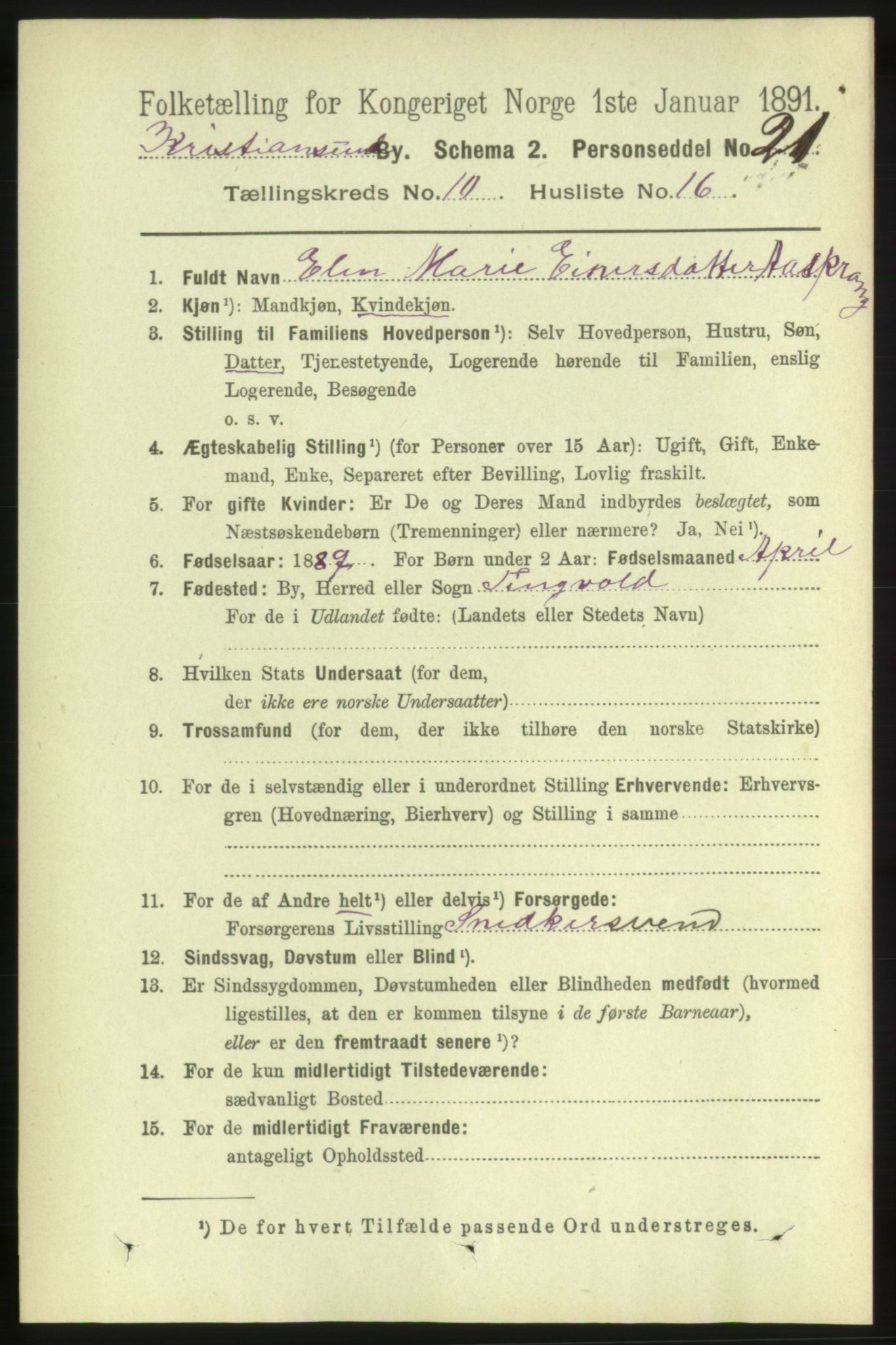 RA, 1891 census for 1503 Kristiansund, 1891, p. 8442