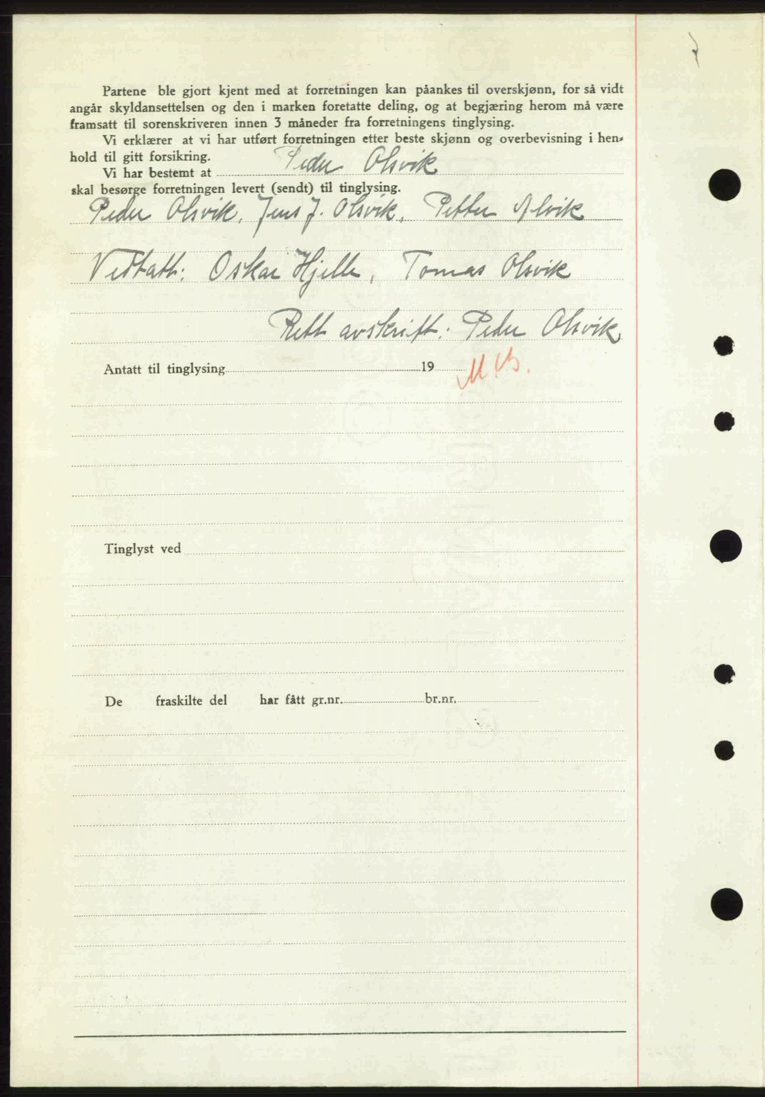 Nordre Sunnmøre sorenskriveri, AV/SAT-A-0006/1/2/2C/2Ca: Mortgage book no. A24, 1947-1947, Diary no: : 880/1947