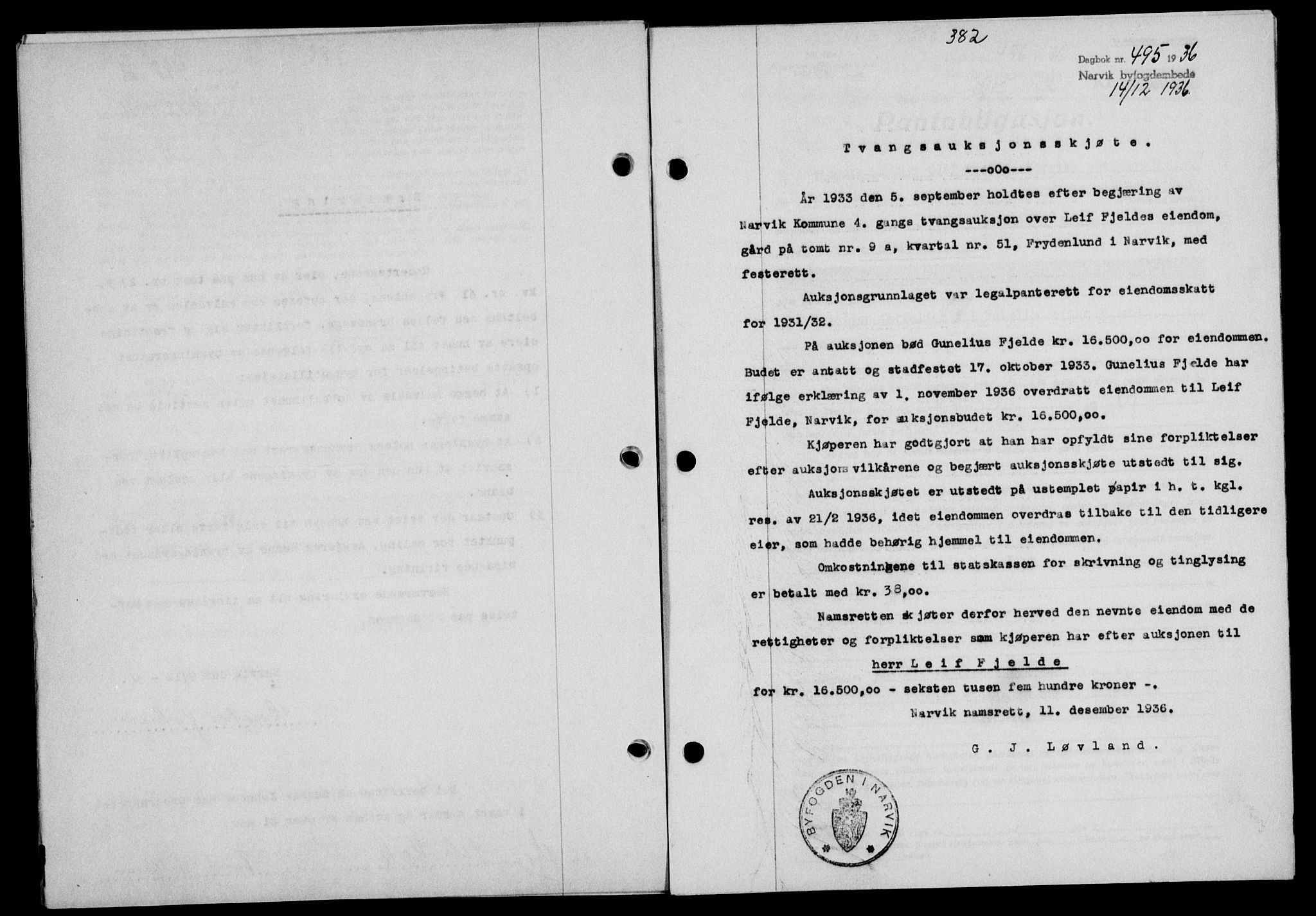 Narvik sorenskriveri, SAT/A-0002/1/2/2C/2Ca/L0011: Mortgage book no. 14, 1935-1937, Deed date: 14.12.1936