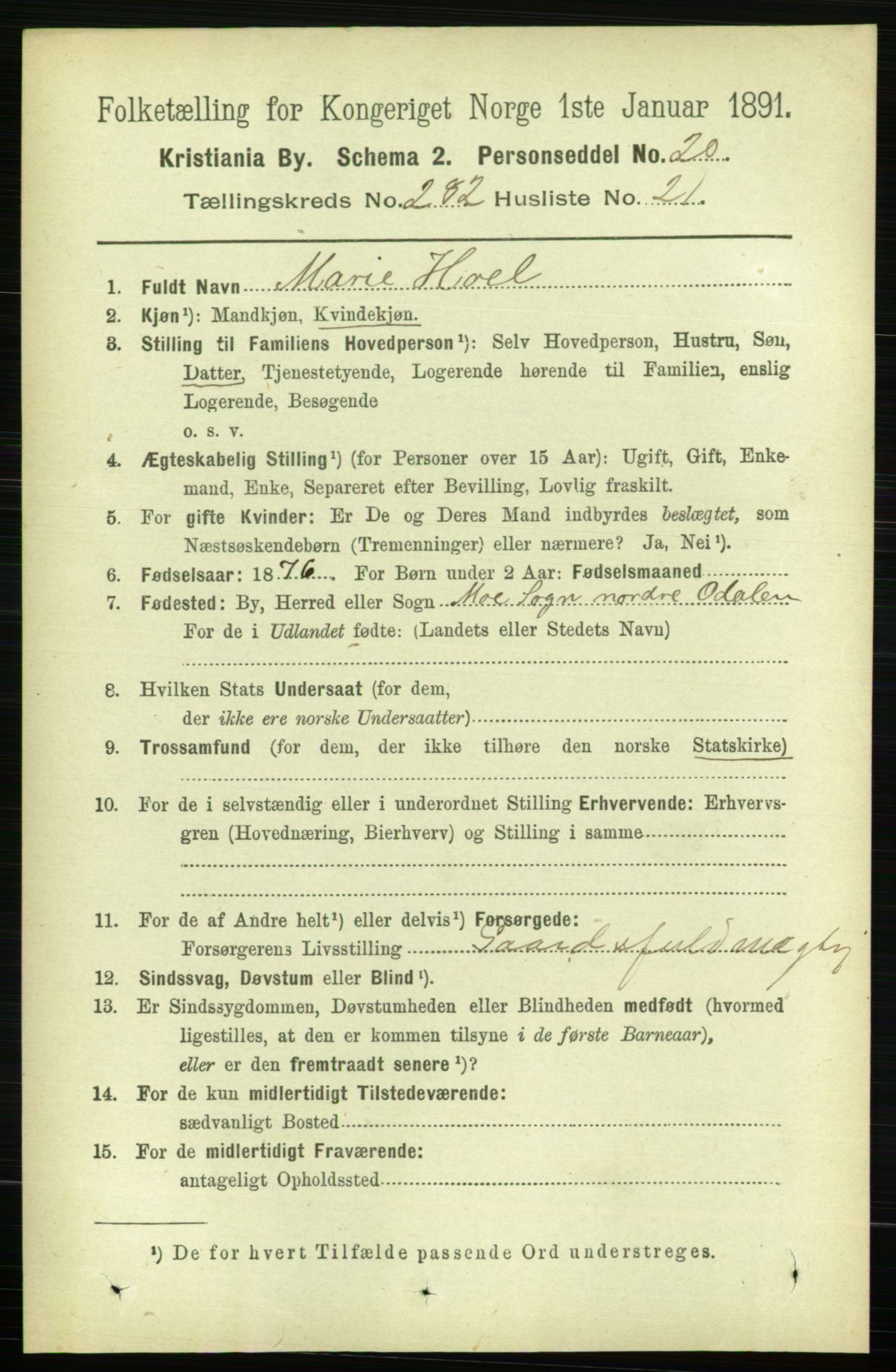 RA, 1891 census for 0301 Kristiania, 1891, p. 172319