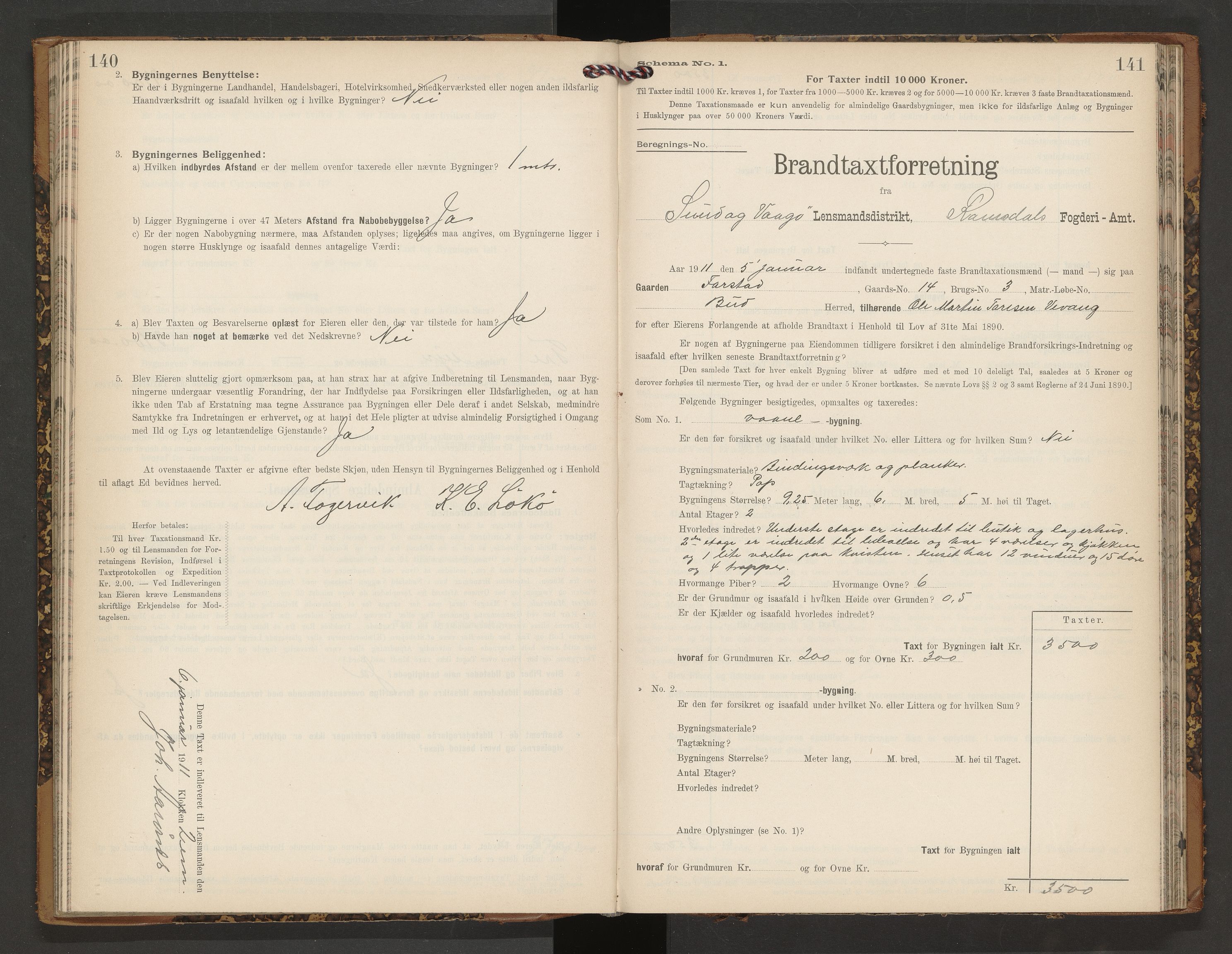 Norges Brannkasse Vågøy og Sund, AV/SAT-A-5504/Fb/L0002: Branntakstprotokoll, 1904-1913, p. 140-141