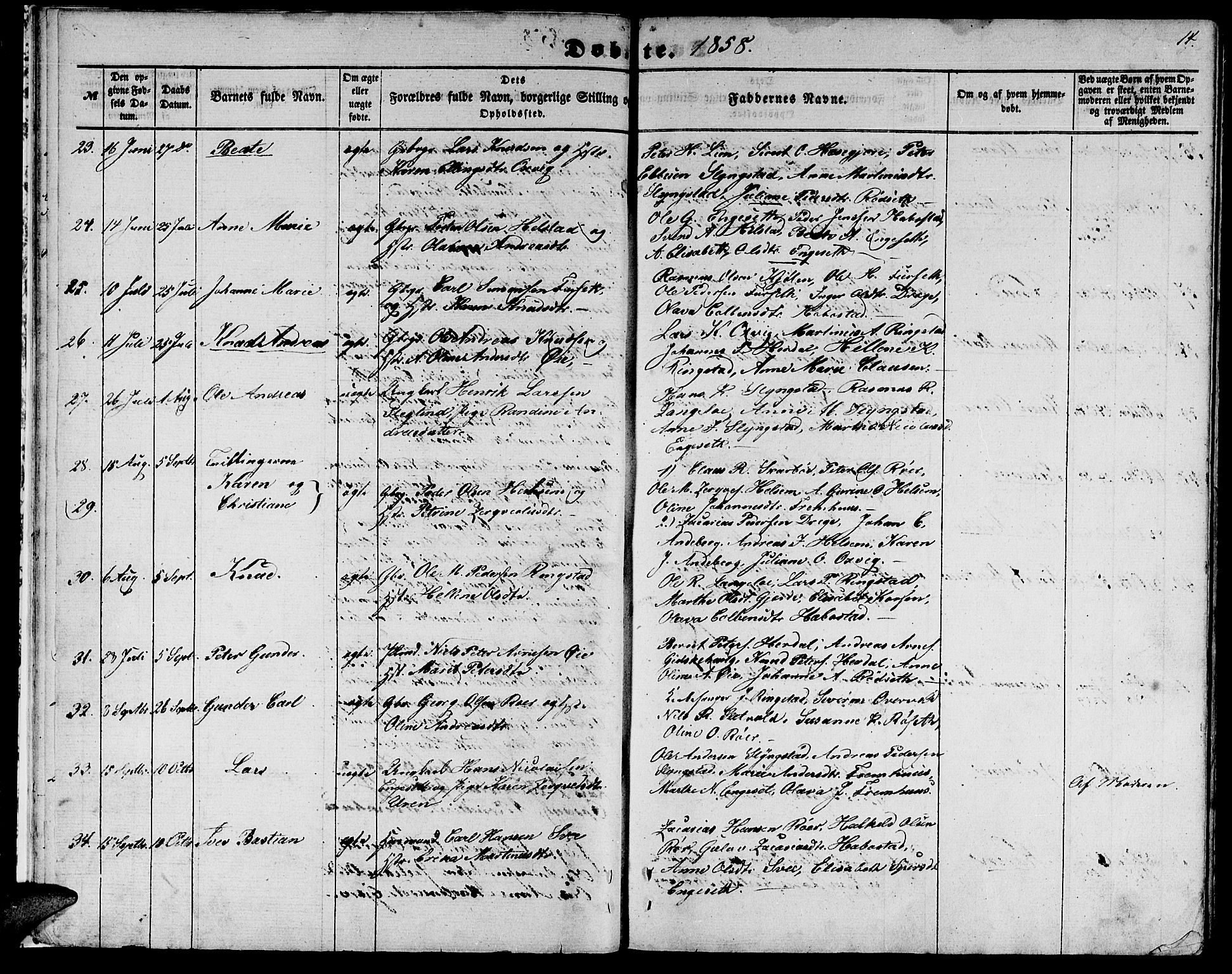 Ministerialprotokoller, klokkerbøker og fødselsregistre - Møre og Romsdal, AV/SAT-A-1454/520/L0291: Parish register (copy) no. 520C03, 1854-1881, p. 14