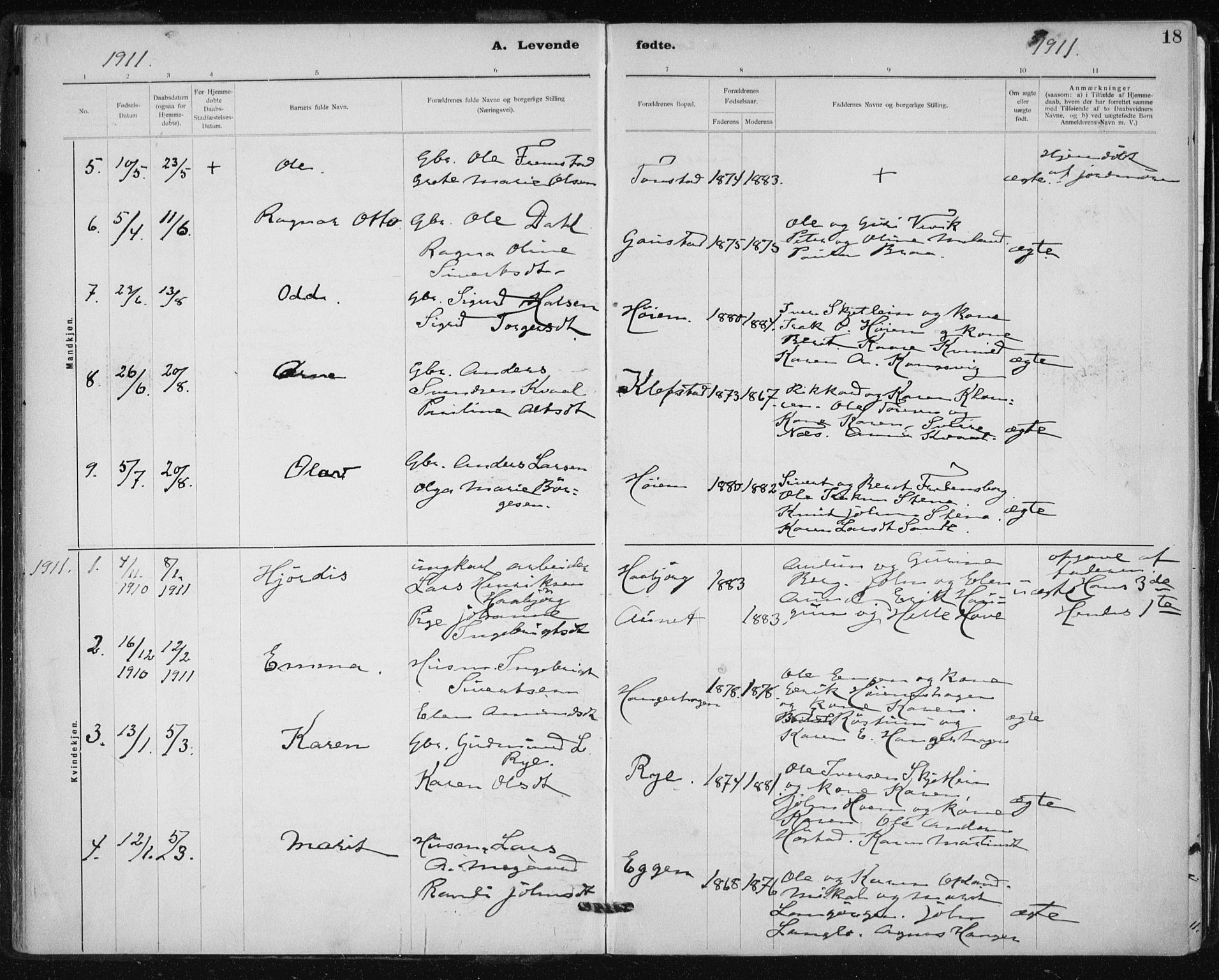 Ministerialprotokoller, klokkerbøker og fødselsregistre - Sør-Trøndelag, SAT/A-1456/612/L0381: Parish register (official) no. 612A13, 1907-1923, p. 18