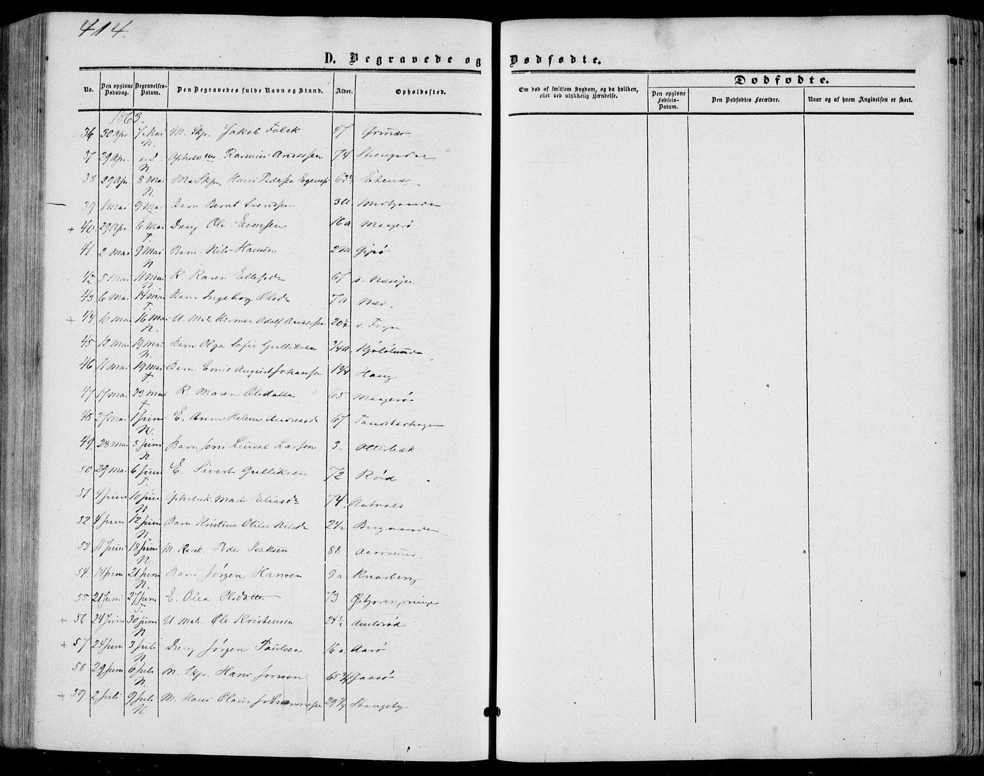 Nøtterøy kirkebøker, AV/SAKO-A-354/F/Fa/L0006: Parish register (official) no. I 6, 1852-1864, p. 414