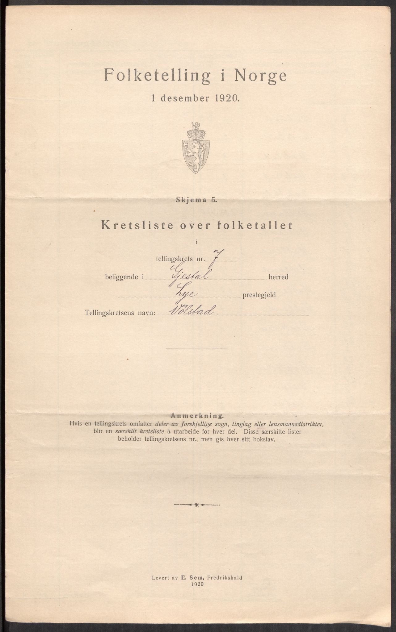 SAST, 1920 census for Gjesdal, 1920, p. 25