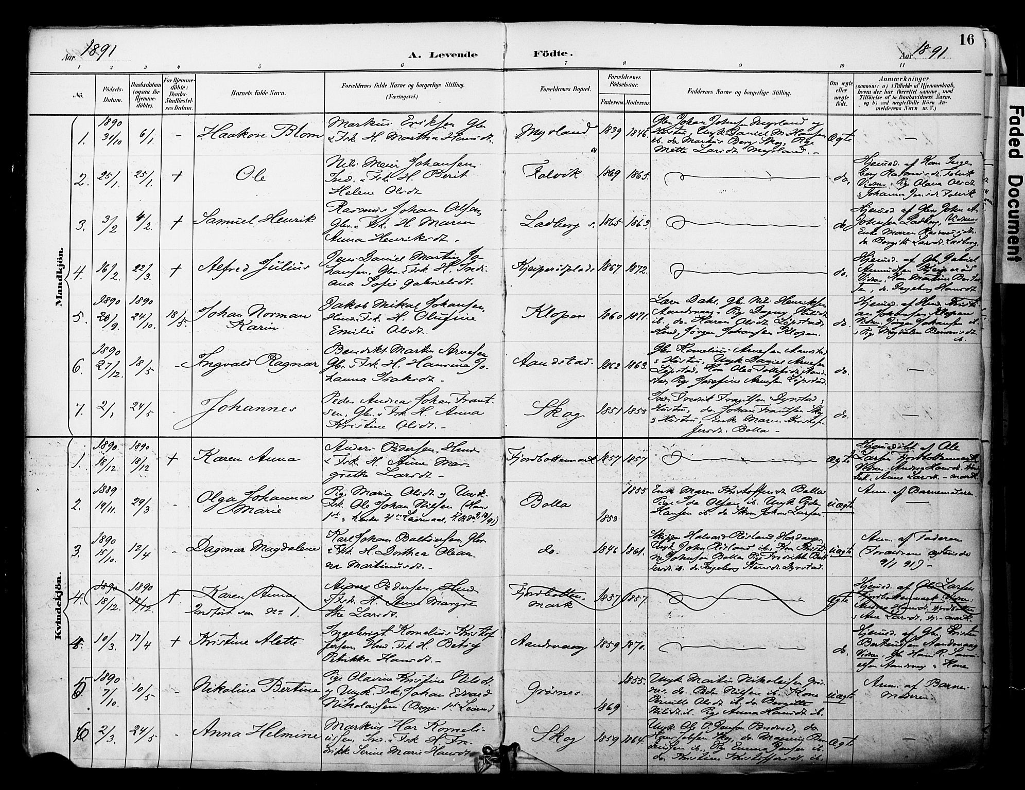 Ibestad sokneprestembete, SATØ/S-0077/H/Ha/Haa/L0012kirke: Parish register (official) no. 12, 1890-1900, p. 16