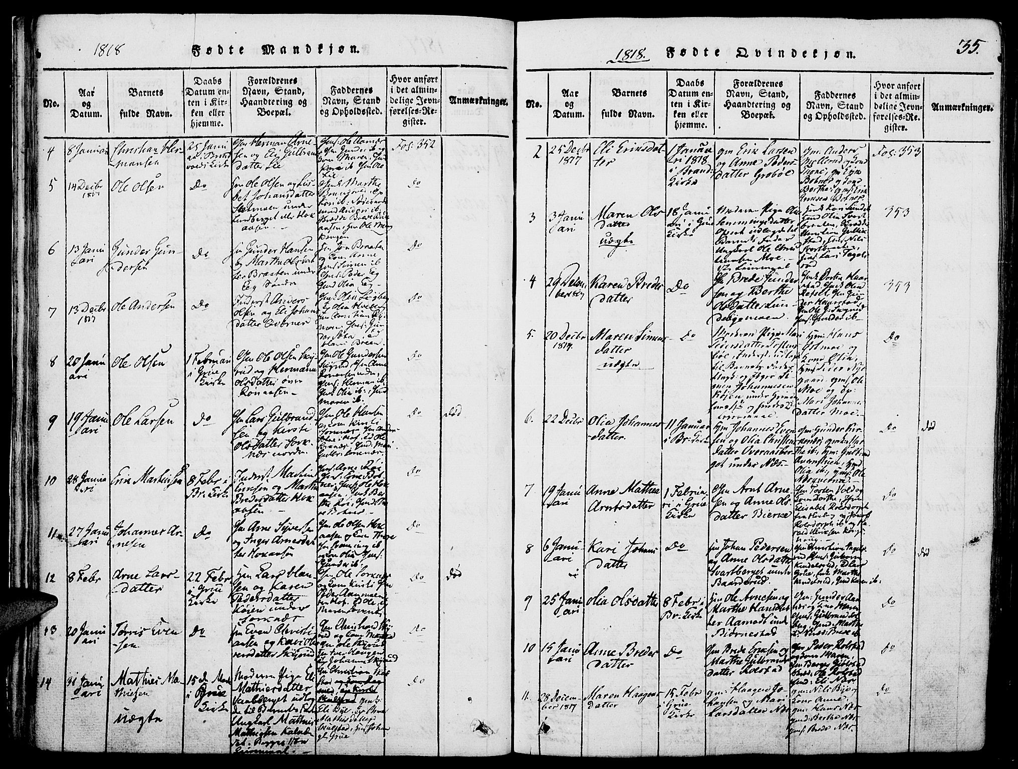 Grue prestekontor, AV/SAH-PREST-036/H/Ha/Haa/L0006: Parish register (official) no. 6, 1814-1830, p. 35