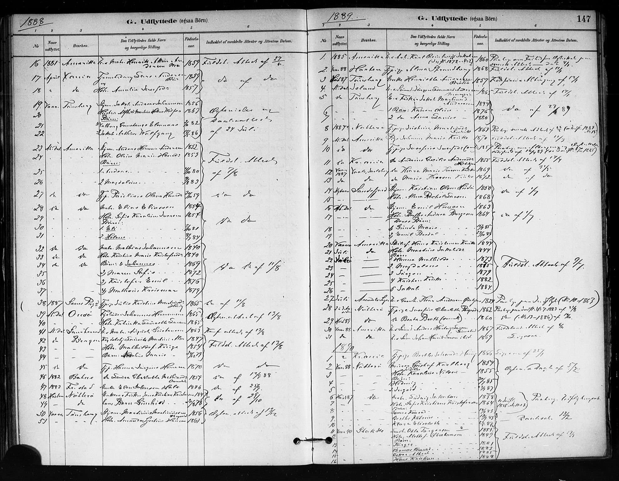 Tjøme kirkebøker, AV/SAKO-A-328/F/Fa/L0001: Parish register (official) no. I 1, 1879-1890, p. 147