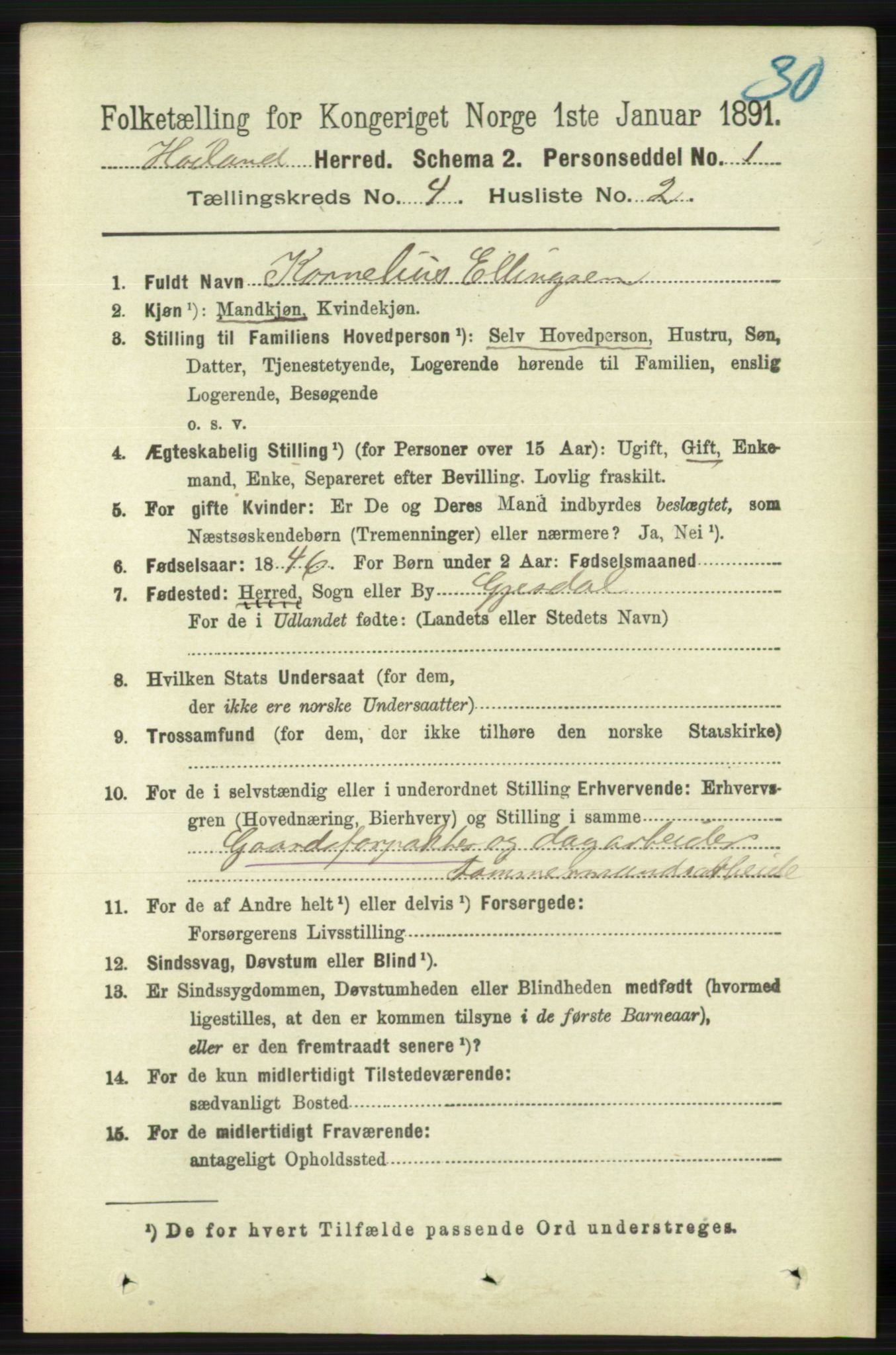 RA, 1891 census for 1123 Høyland, 1891, p. 1035