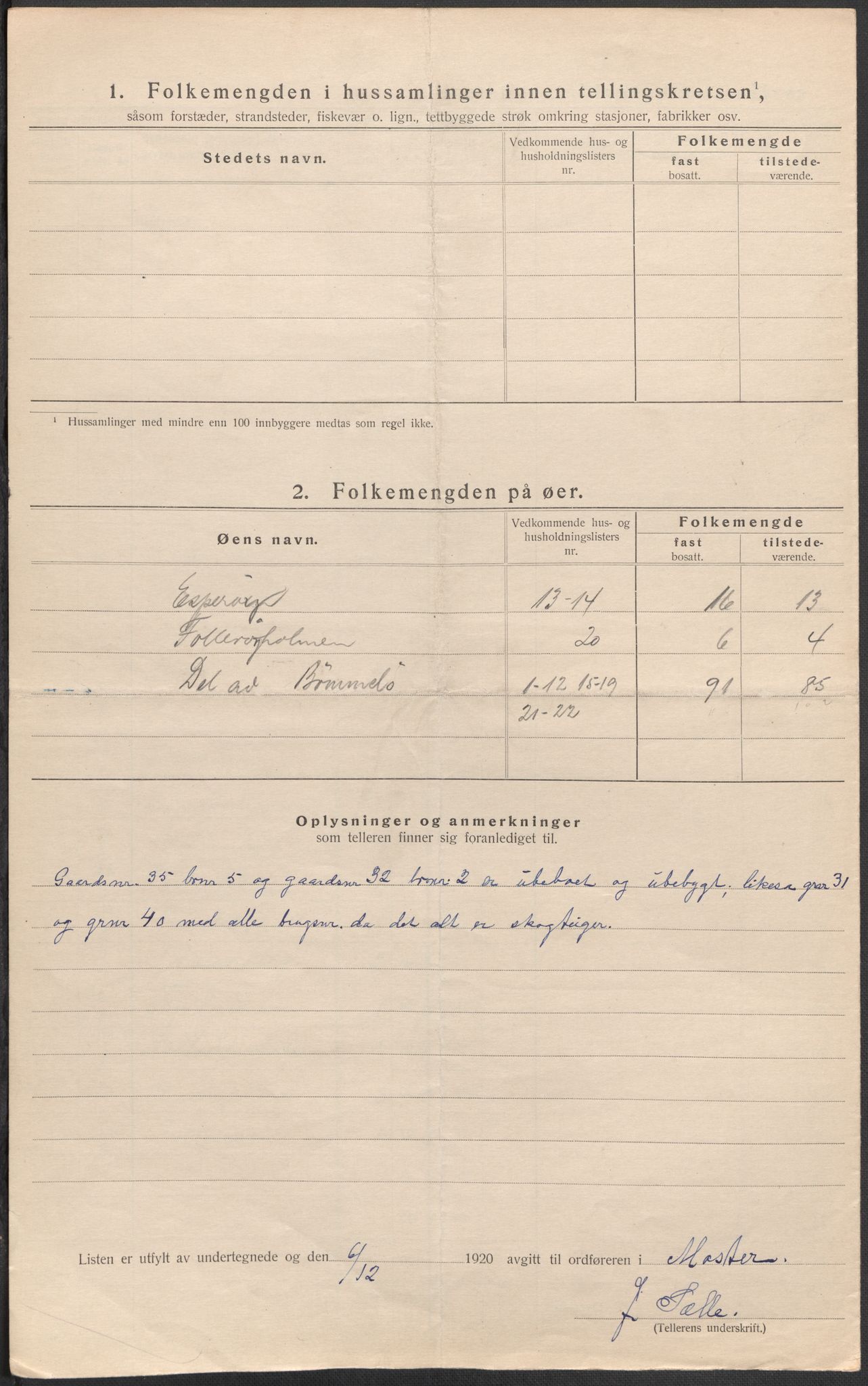 SAB, 1920 census for Moster, 1920, p. 18