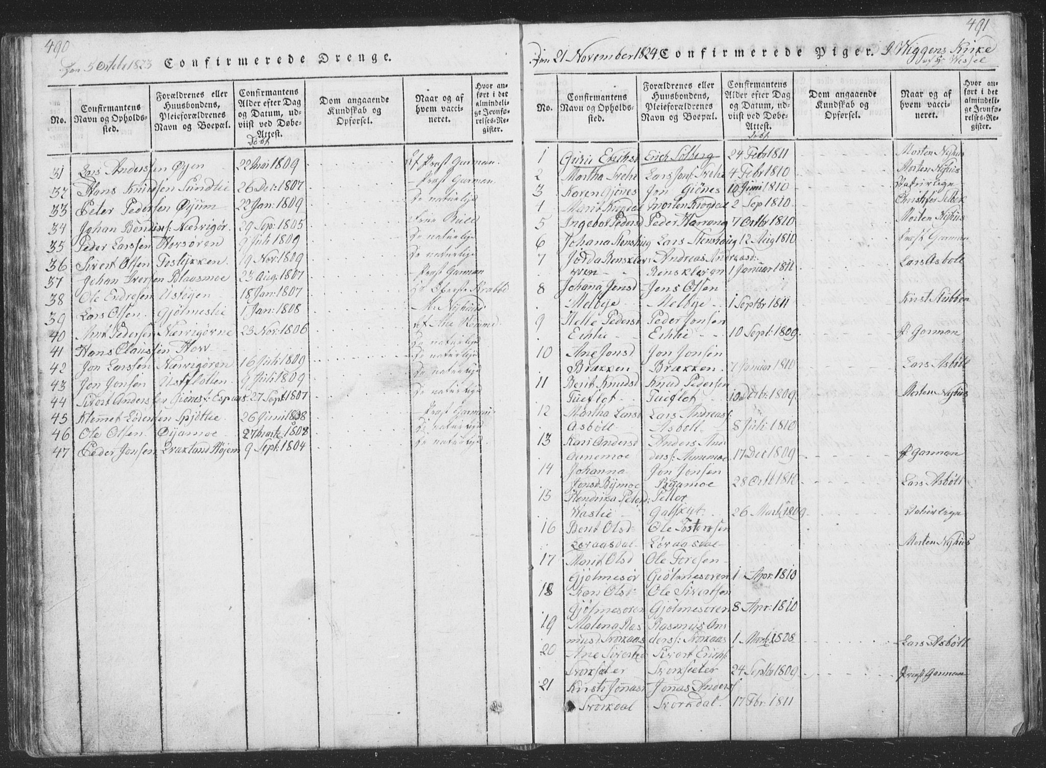 Ministerialprotokoller, klokkerbøker og fødselsregistre - Sør-Trøndelag, SAT/A-1456/668/L0816: Parish register (copy) no. 668C05, 1816-1893, p. 490-491