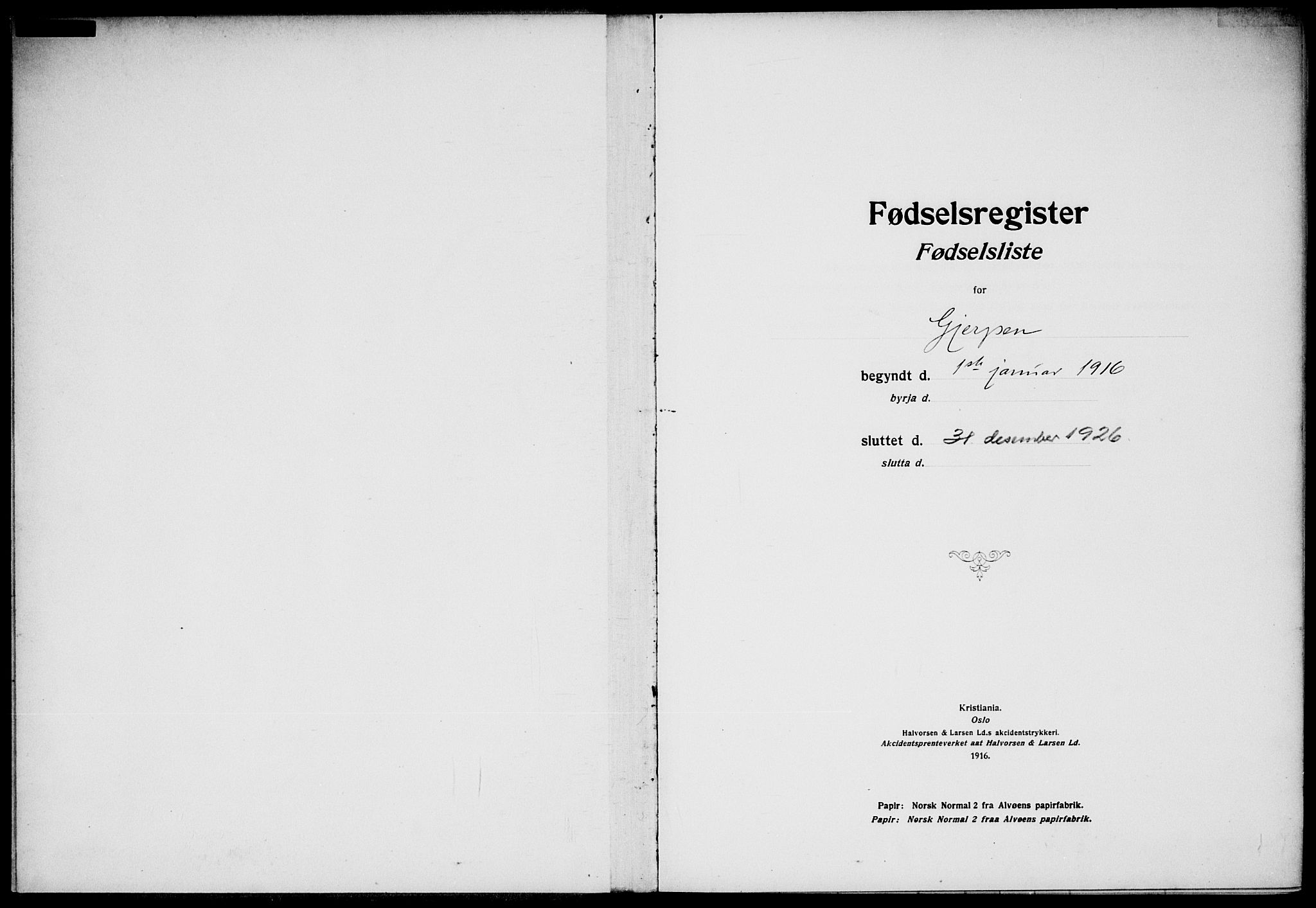 Gjerpen kirkebøker, AV/SAKO-A-265/J/Ja/L0001: Birth register no. I 1, 1916-1926