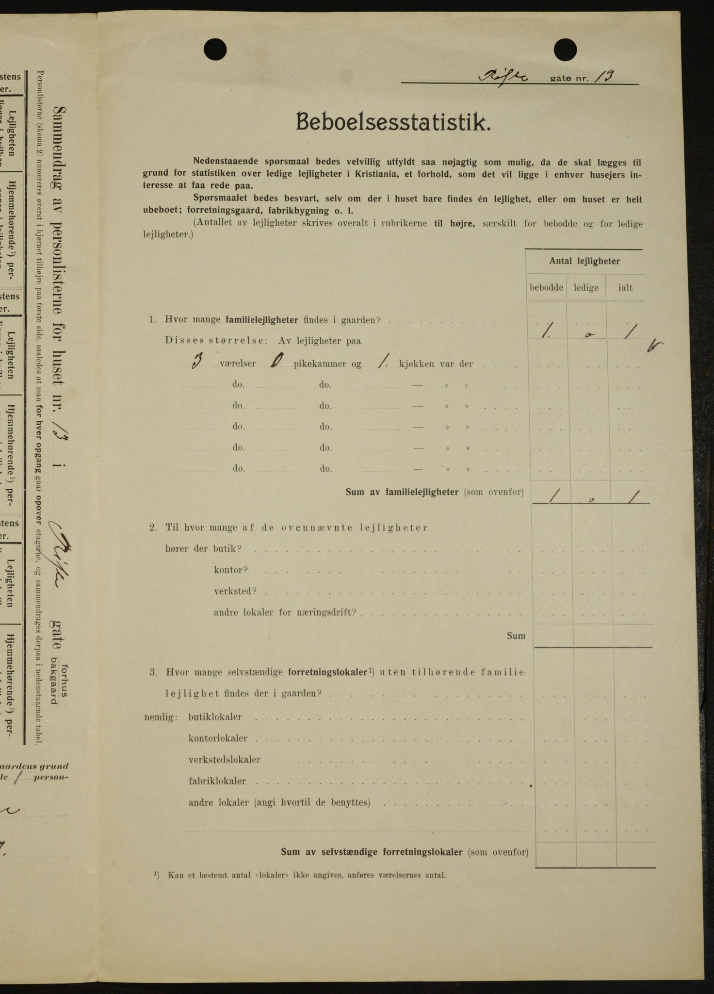 OBA, Municipal Census 1909 for Kristiania, 1909, p. 75400