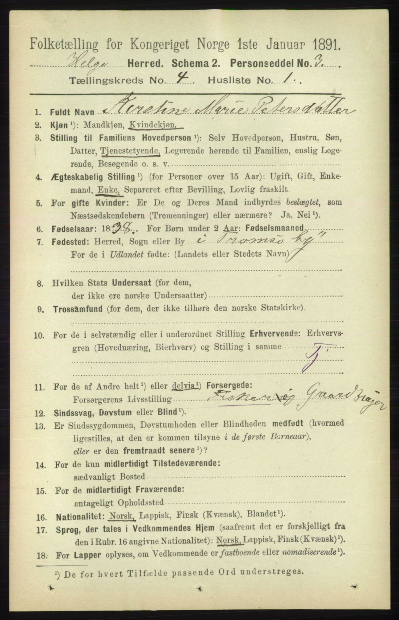 RA, 1891 census for 1935 Helgøy, 1891, p. 1013