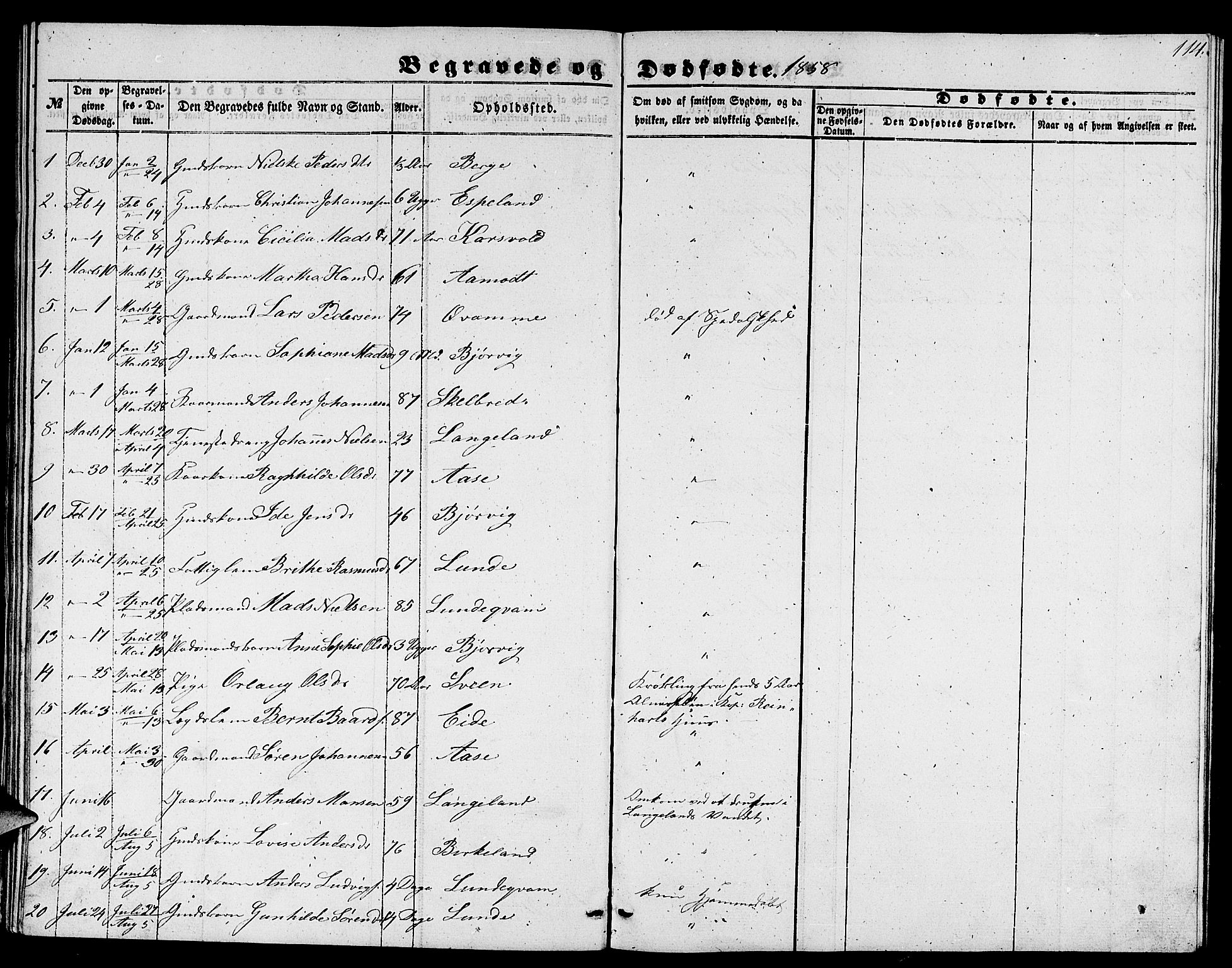 Gaular sokneprestembete, SAB/A-80001/H/Hab: Parish register (copy) no. B 1, 1853-1863, p. 114
