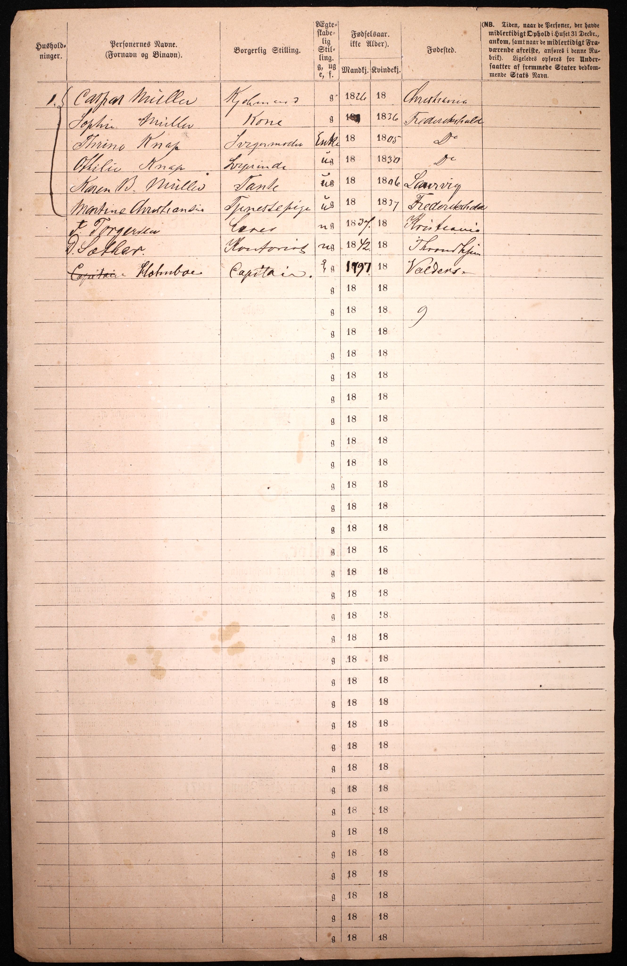 RA, 1870 census for 0301 Kristiania, 1870, p. 3131