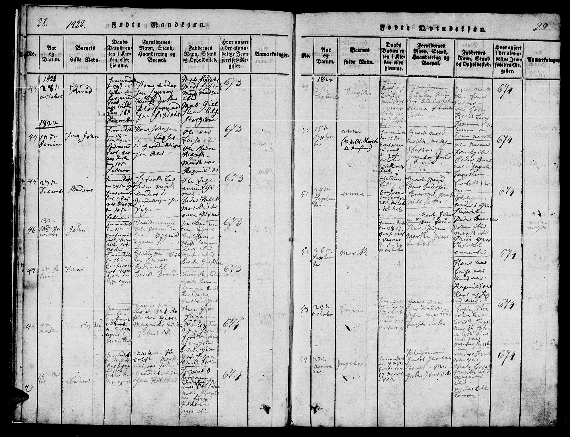 Ministerialprotokoller, klokkerbøker og fødselsregistre - Møre og Romsdal, SAT/A-1454/539/L0528: Parish register (official) no. 539A01, 1818-1847, p. 28-29