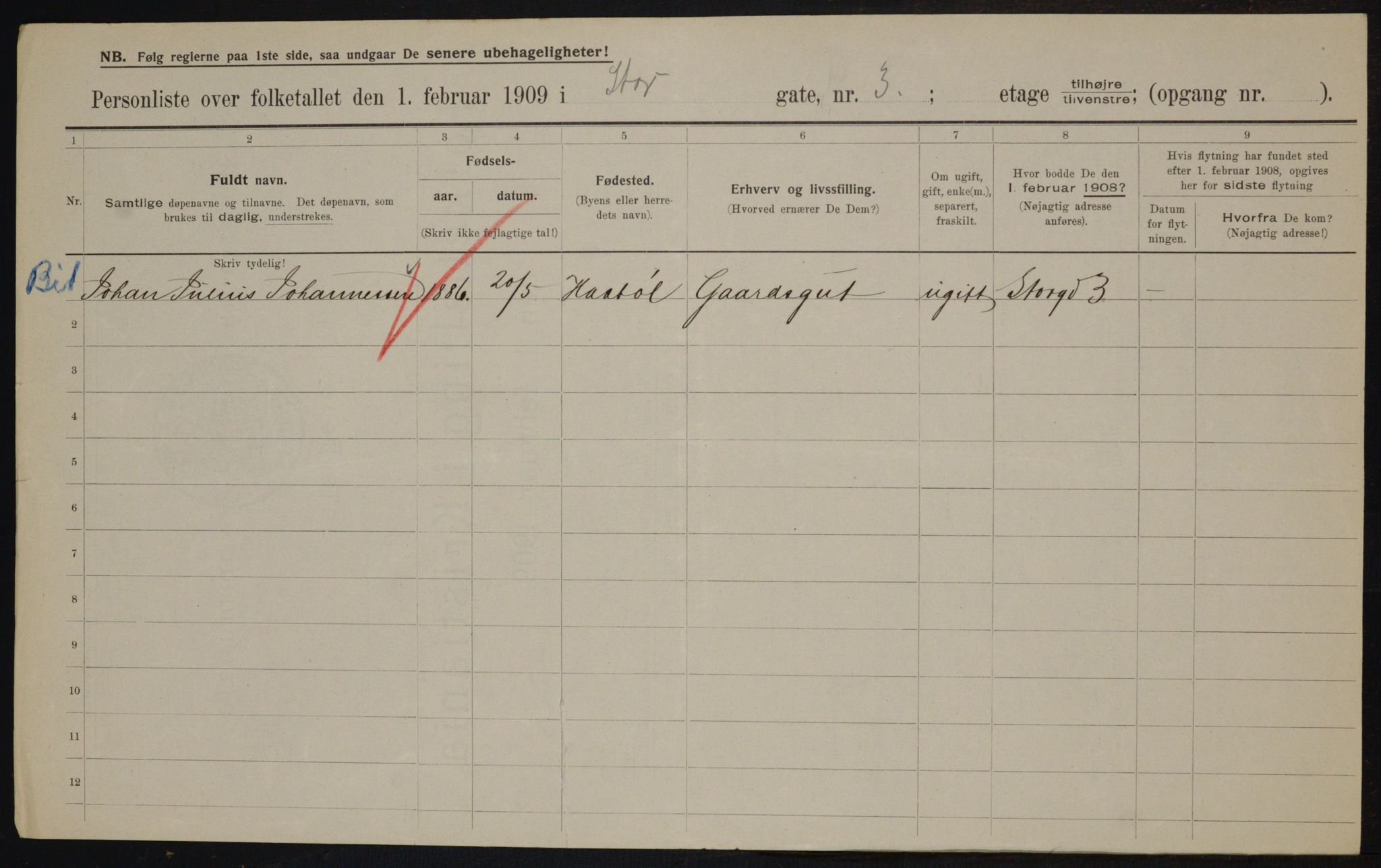 OBA, Municipal Census 1909 for Kristiania, 1909, p. 93021