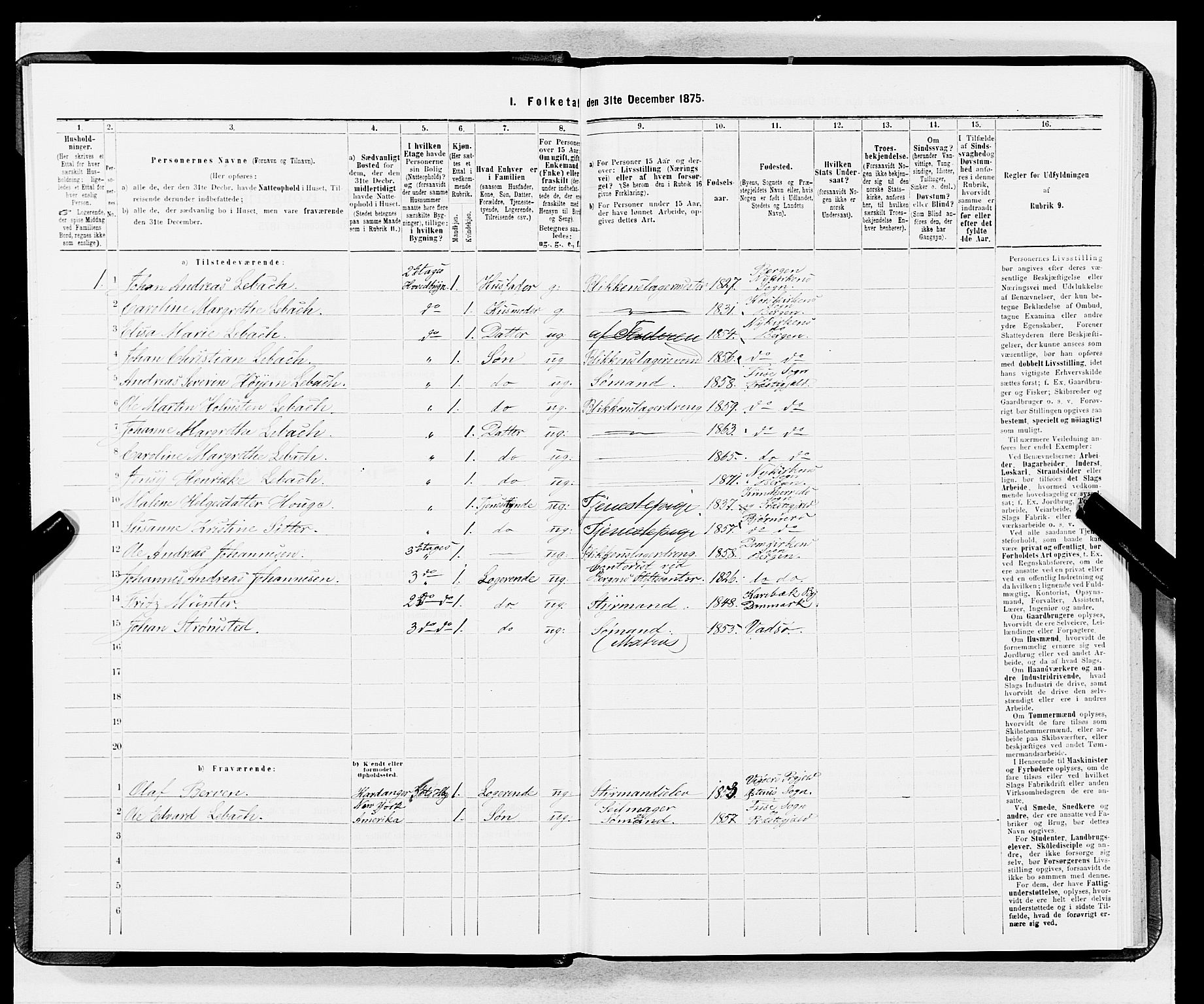 SAB, 1875 census for 1301 Bergen, 1875, p. 1438