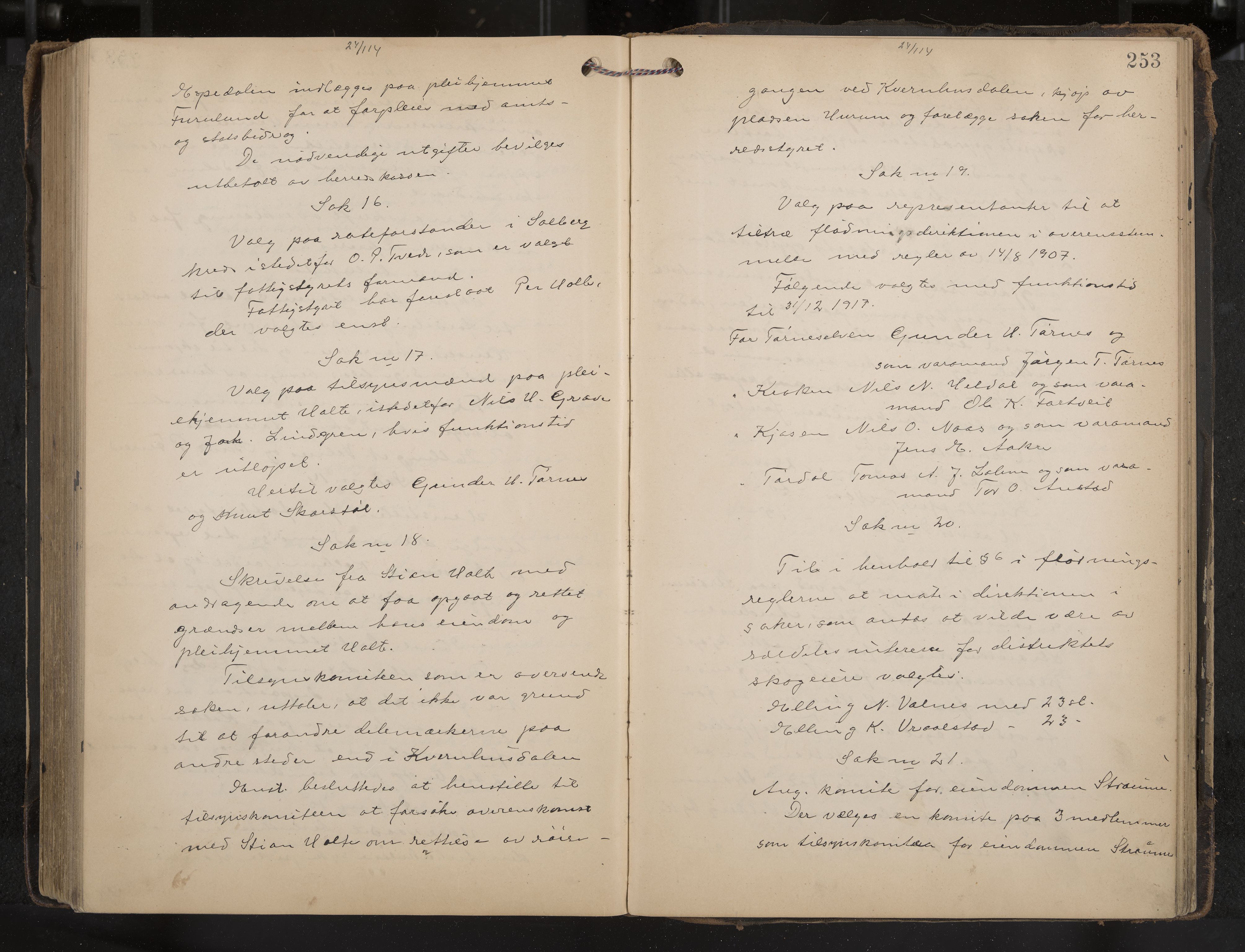 Drangedal formannskap og sentraladministrasjon, IKAK/0817021/A/L0004: Møtebok, 1907-1914, p. 253