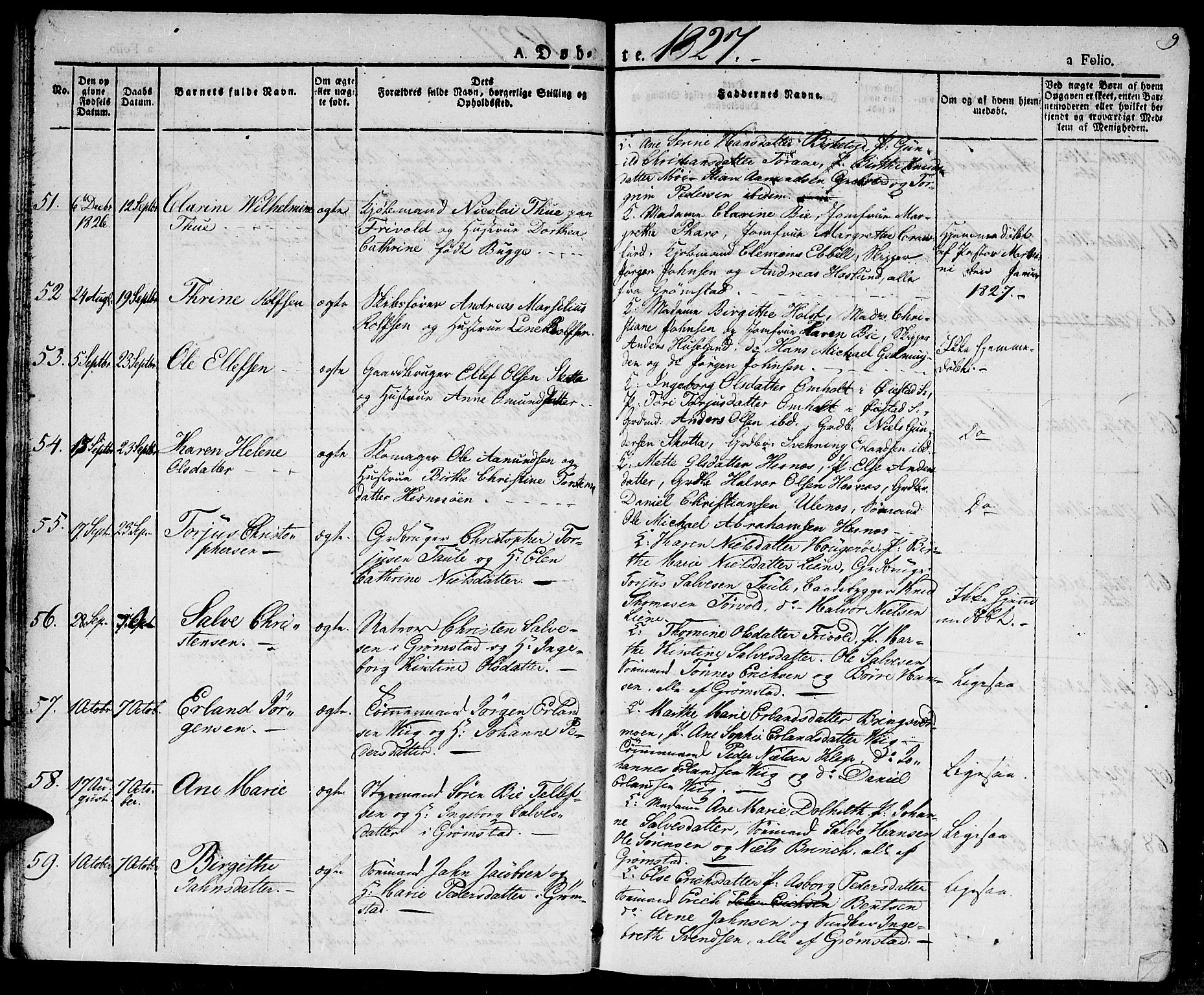 Fjære sokneprestkontor, AV/SAK-1111-0011/F/Fa/L0002: Parish register (official) no. A 2, 1827-1839, p. 9