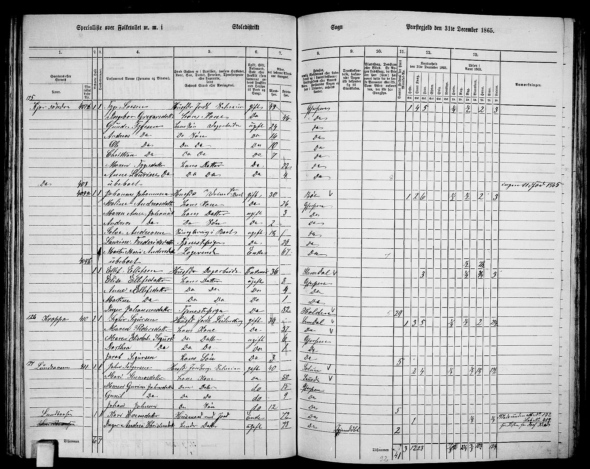 RA, 1865 census for Gjerpen, 1865, p. 184