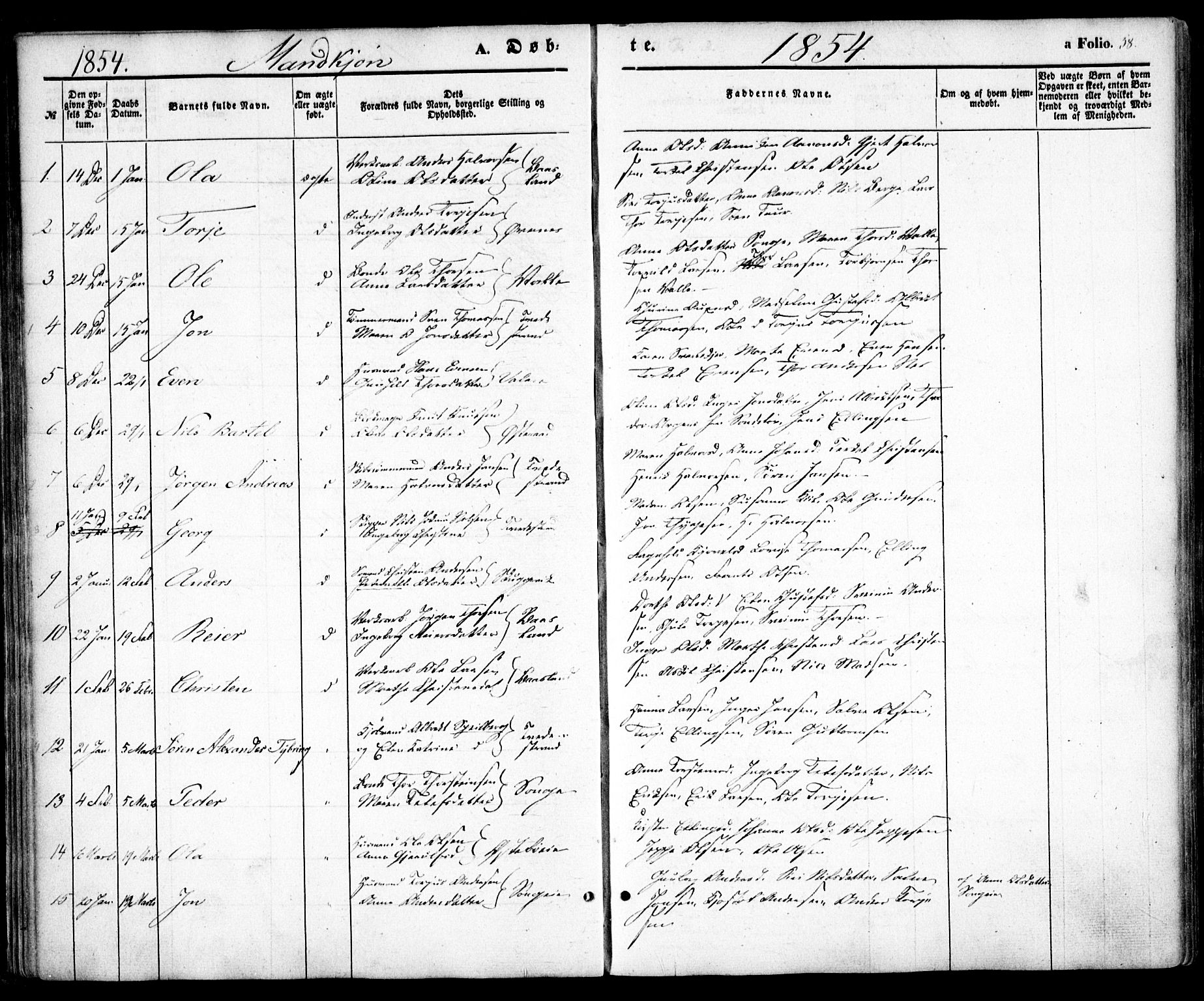 Holt sokneprestkontor, AV/SAK-1111-0021/F/Fa/L0008: Parish register (official) no. A 8, 1849-1860, p. 58