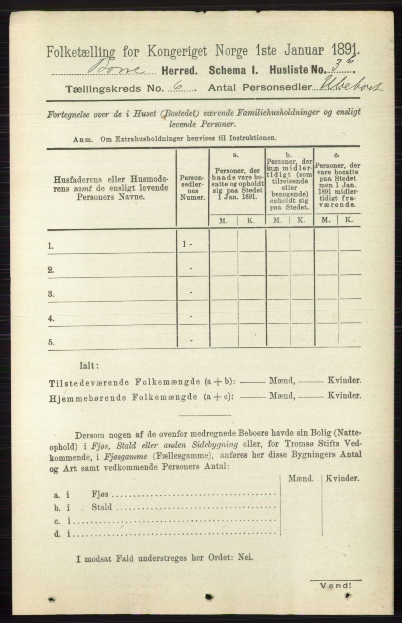 RA, 1891 census for 0717 Borre, 1891, p. 2535