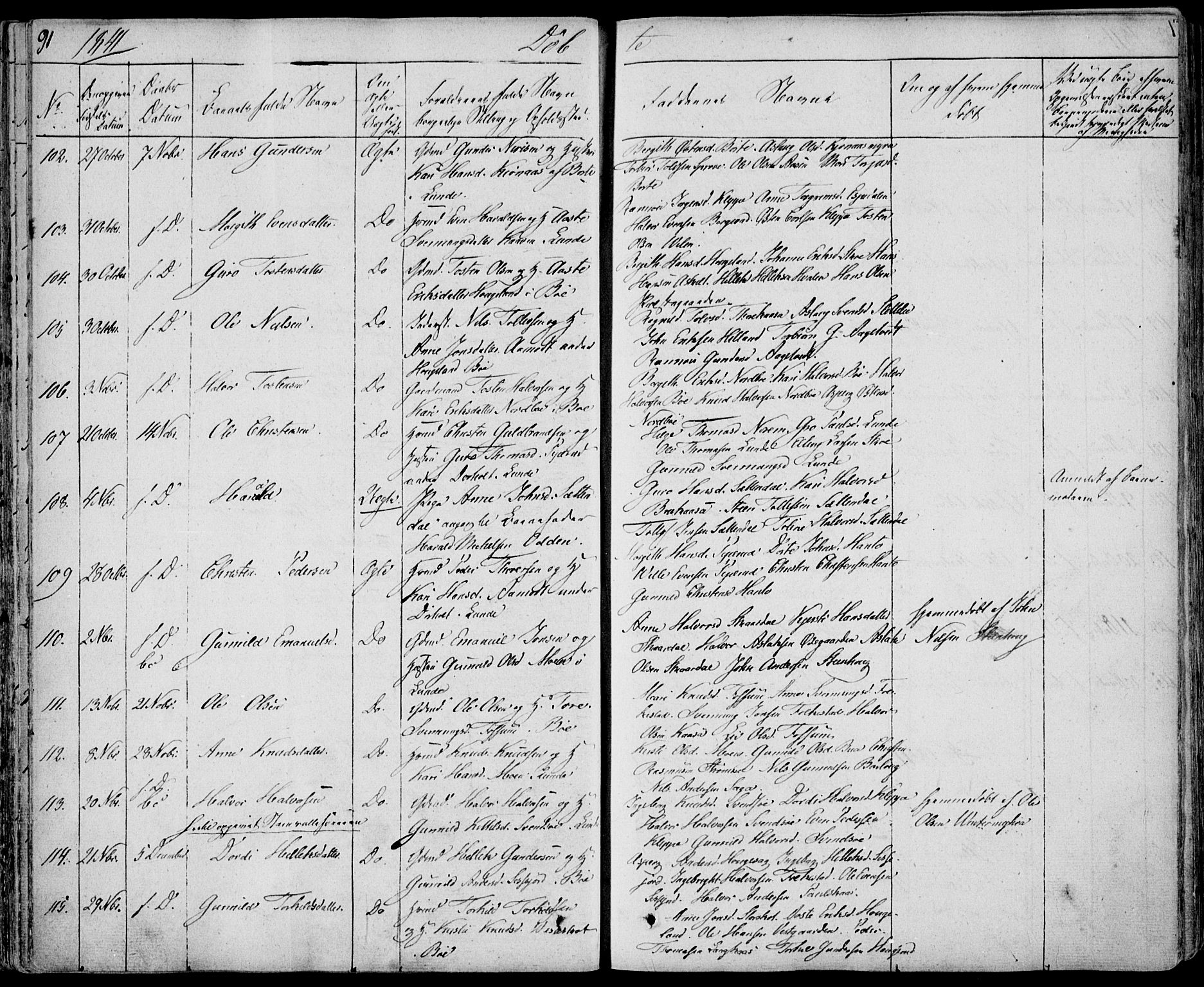 Bø kirkebøker, AV/SAKO-A-257/F/Fa/L0007: Parish register (official) no. 7, 1831-1848, p. 91