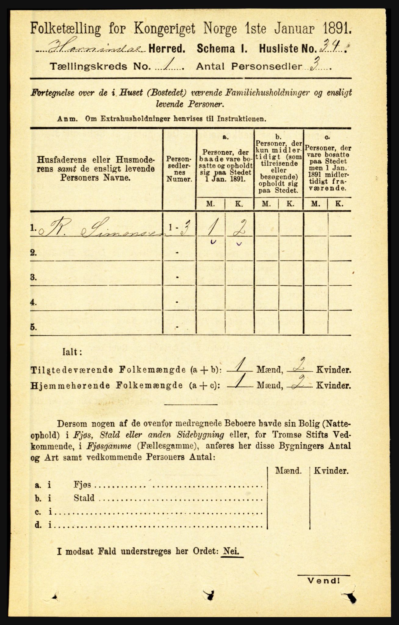 RA, 1891 census for 1444 Hornindal, 1891, p. 57