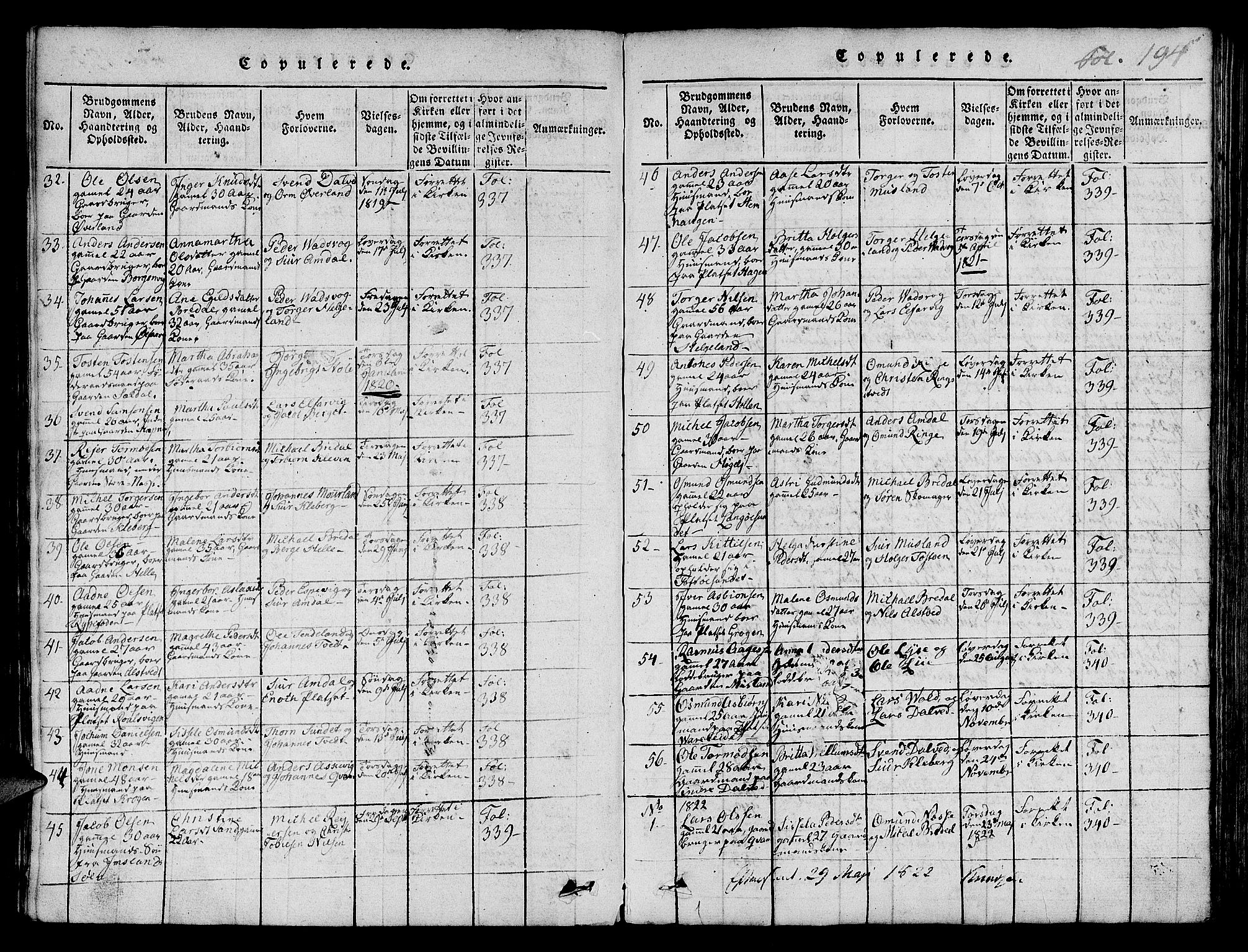 Nedstrand sokneprestkontor, SAST/A-101841/01/IV: Parish register (official) no. A 6, 1816-1838, p. 194