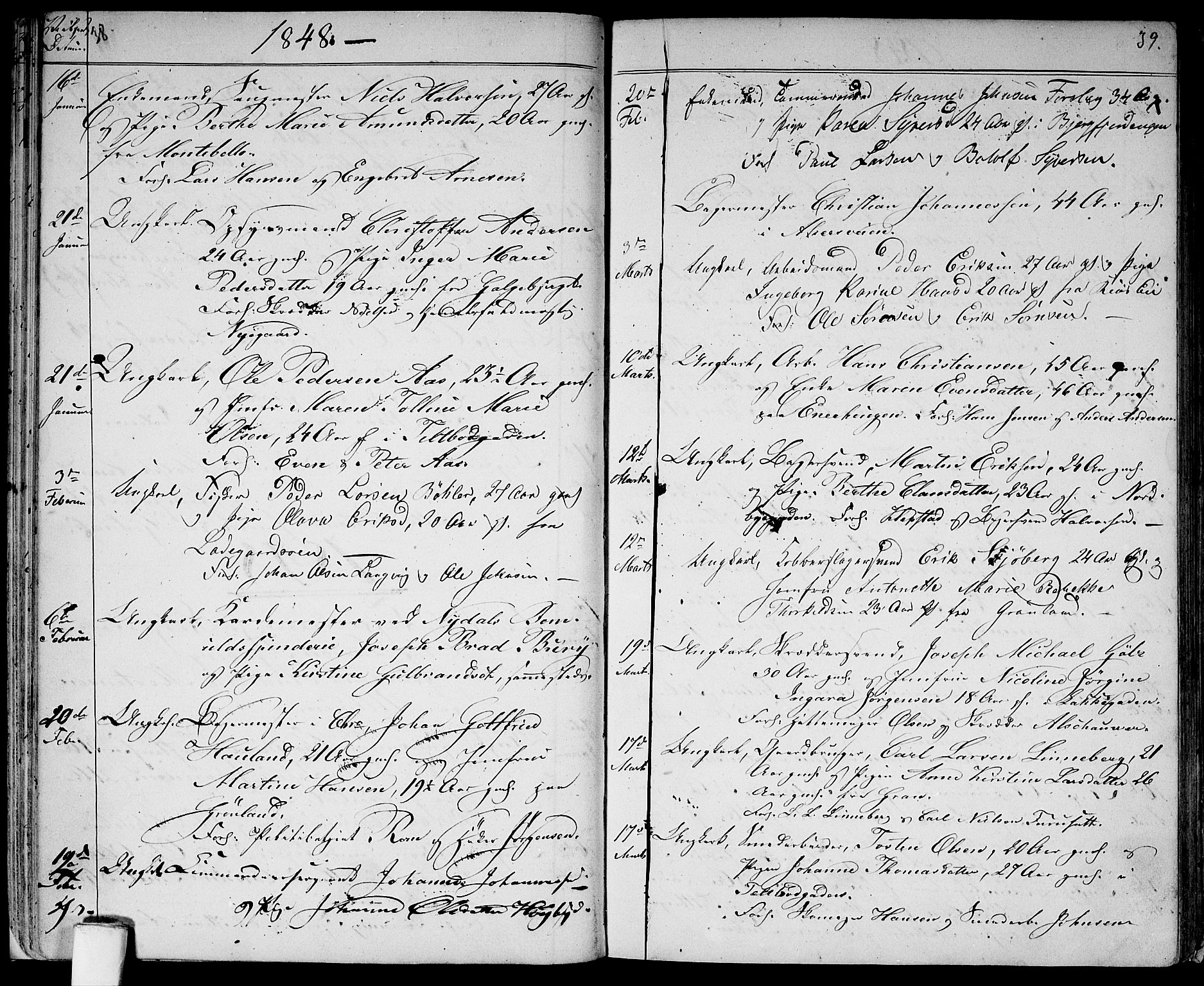 Aker prestekontor kirkebøker, SAO/A-10861/G/L0011: Parish register (copy) no. 11, 1846-1859, p. 38-39