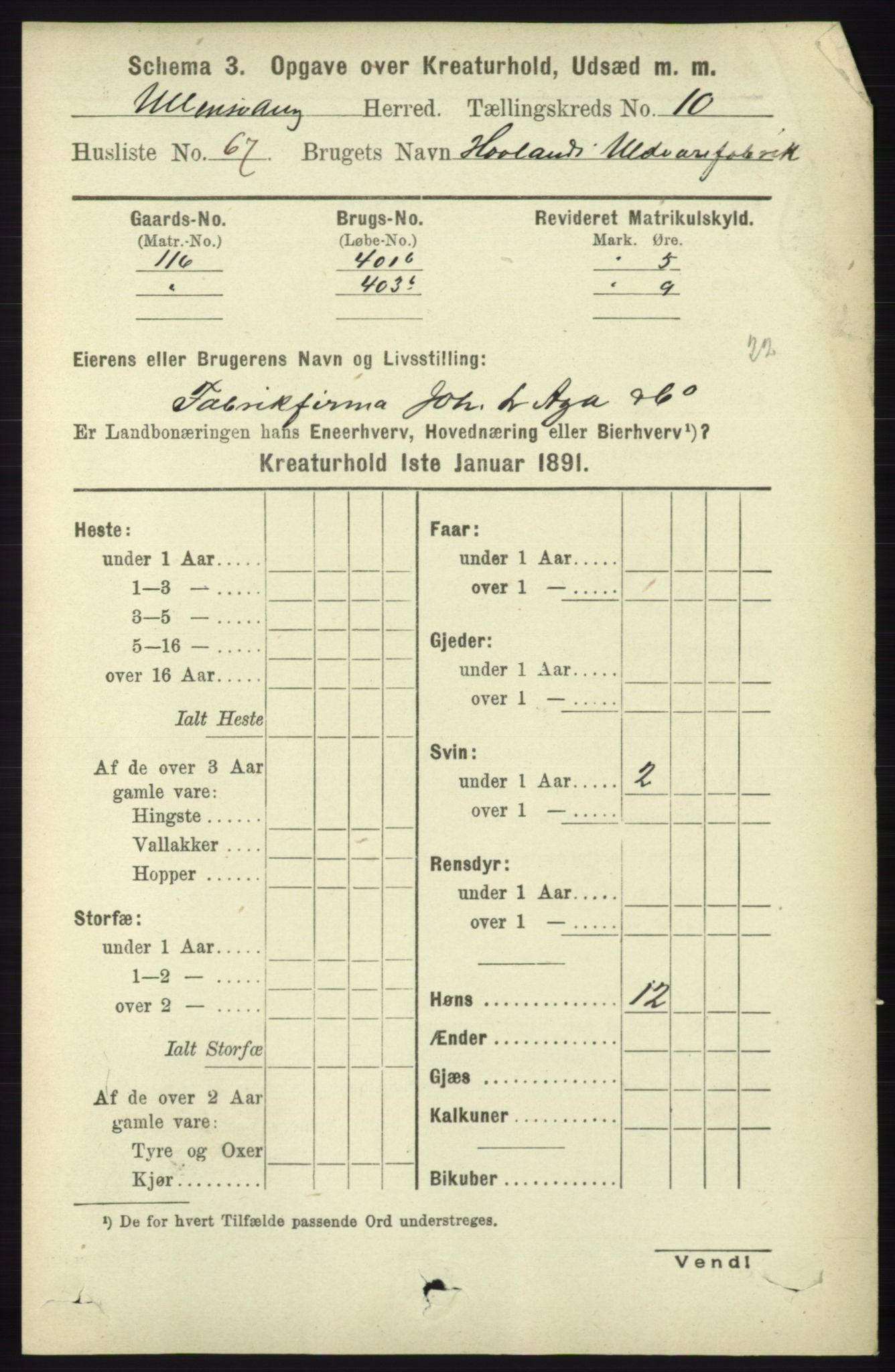 RA, 1891 census for 1230 Ullensvang, 1891, p. 7894