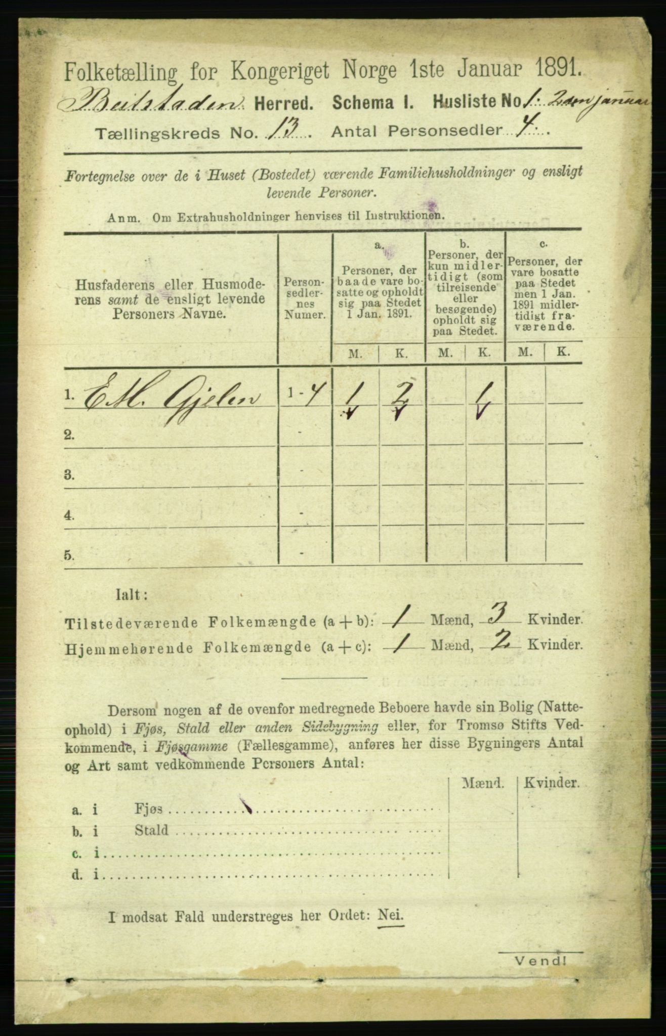 RA, 1891 census for 1727 Beitstad, 1891, p. 3557