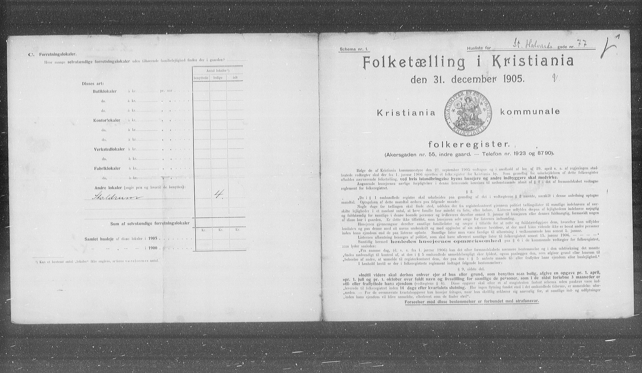 OBA, Municipal Census 1905 for Kristiania, 1905, p. 53190