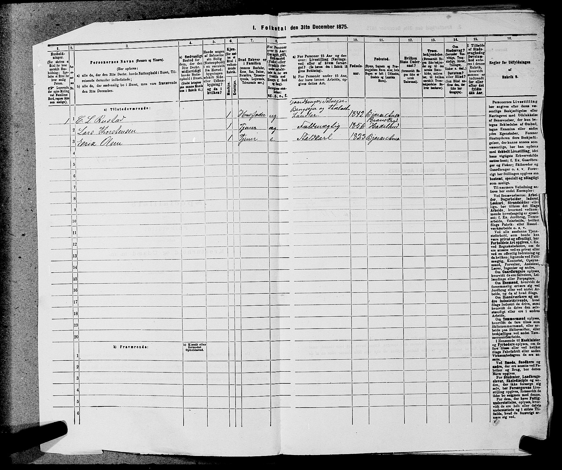 RA, 1875 census for 0238P Nannestad, 1875, p. 1251