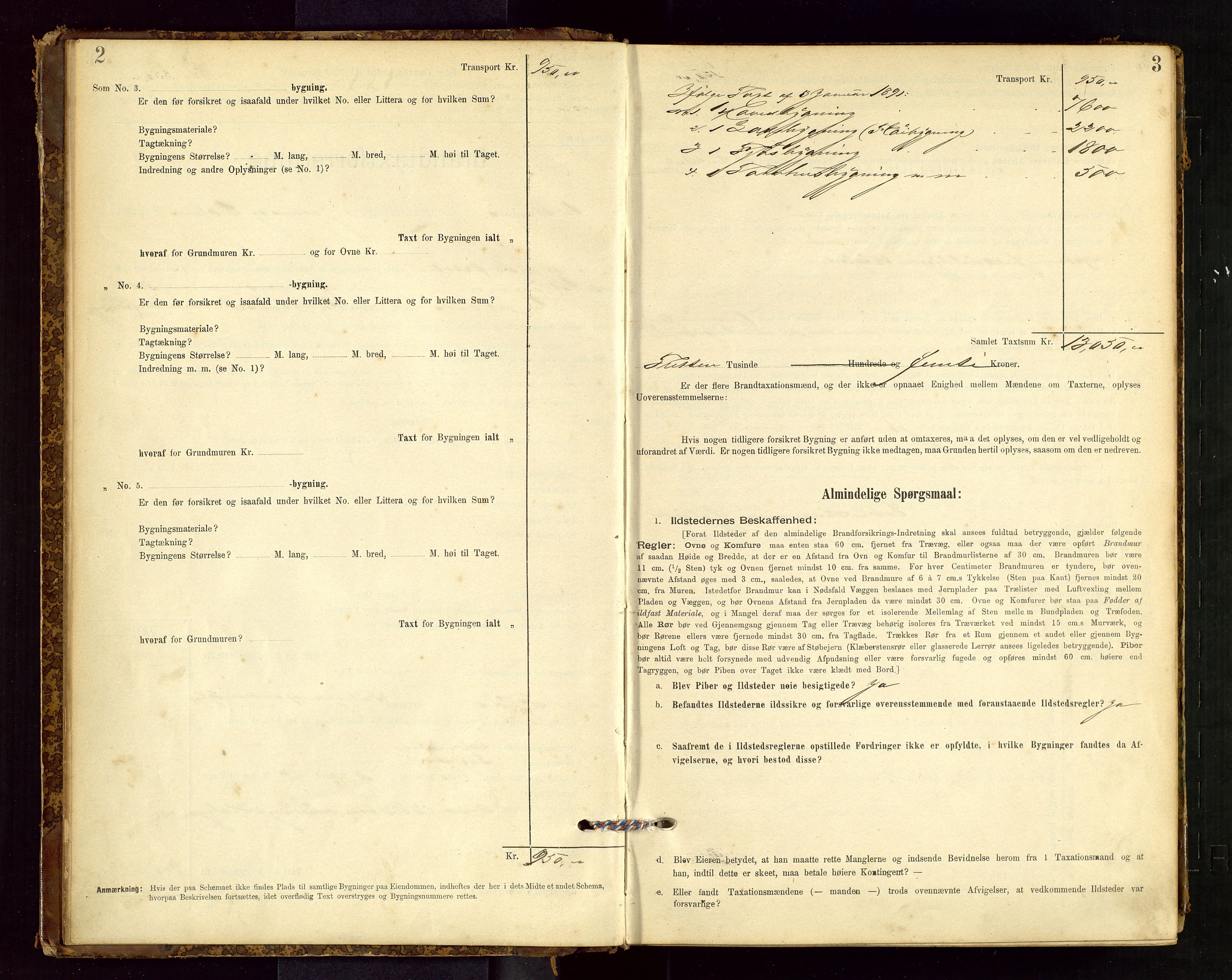 Hetland lensmannskontor, SAST/A-100101/Gob/L0001: "Brandtaxationsprotokol", 1895-1918, p. 2-3