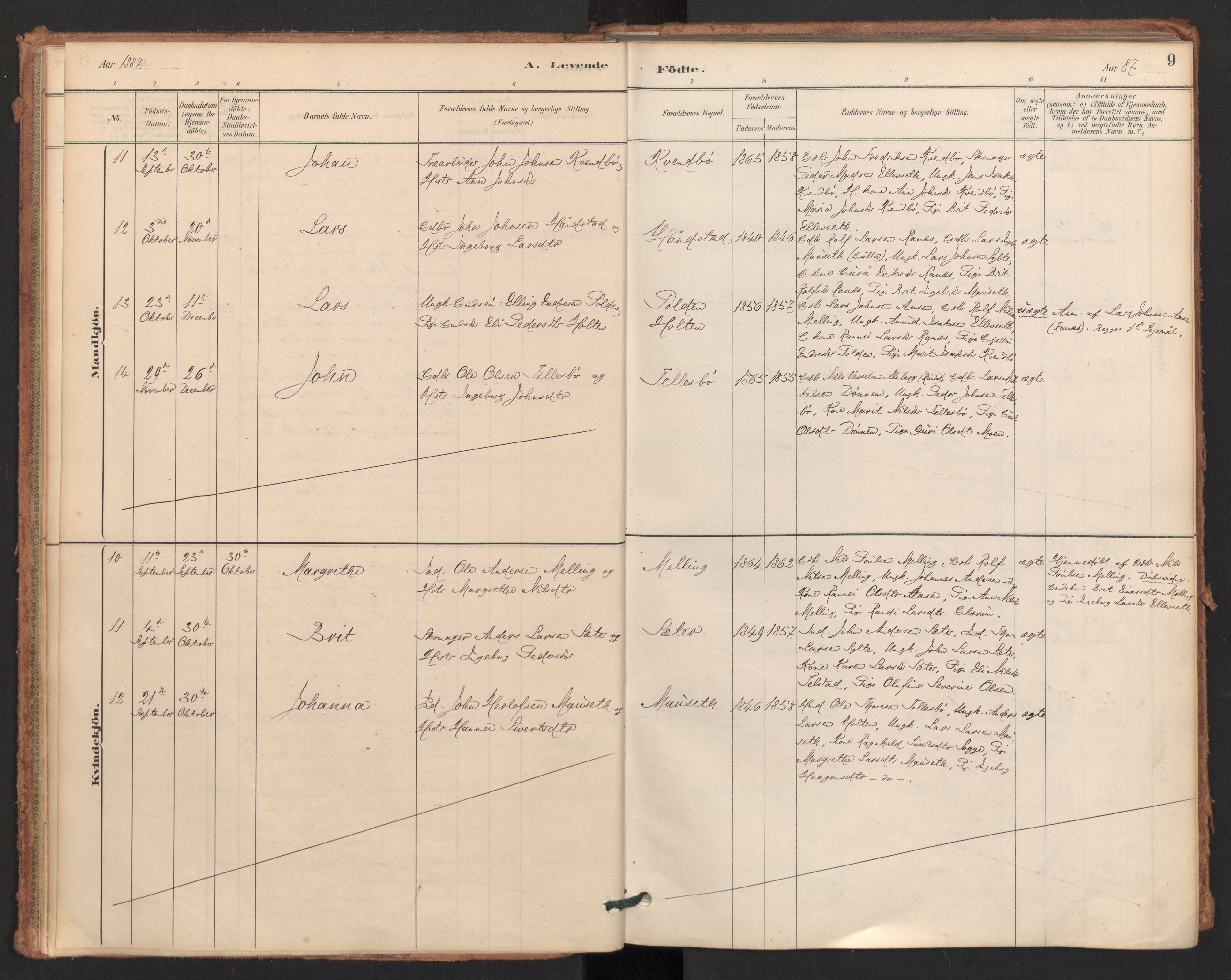 Ministerialprotokoller, klokkerbøker og fødselsregistre - Møre og Romsdal, AV/SAT-A-1454/596/L1056: Parish register (official) no. 596A01, 1885-1900, p. 9