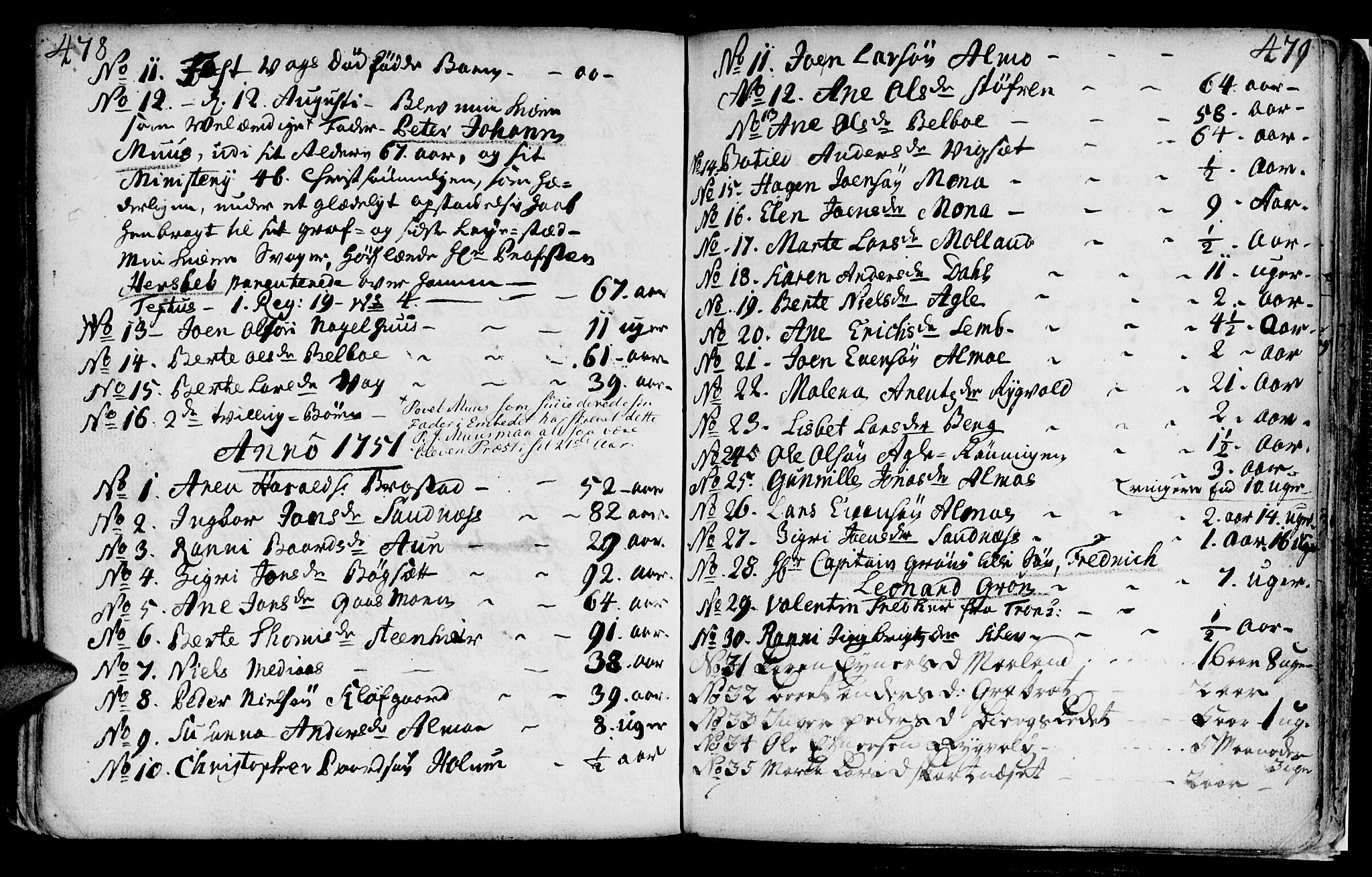 Ministerialprotokoller, klokkerbøker og fødselsregistre - Nord-Trøndelag, AV/SAT-A-1458/749/L0467: Parish register (official) no. 749A01, 1733-1787, p. 478-479