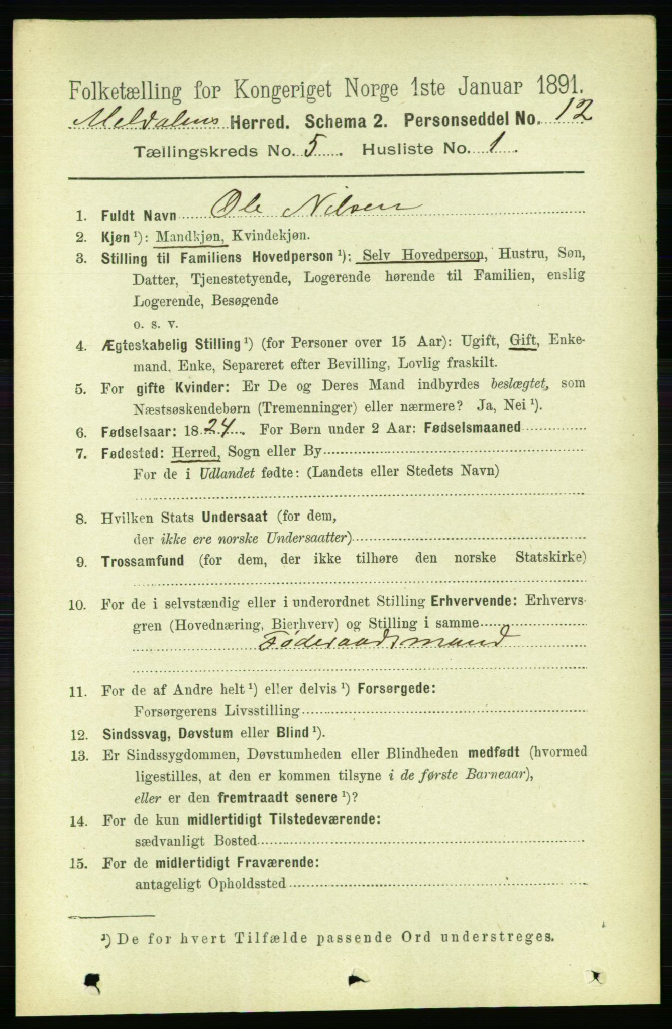 RA, 1891 census for 1636 Meldal, 1891, p. 2526