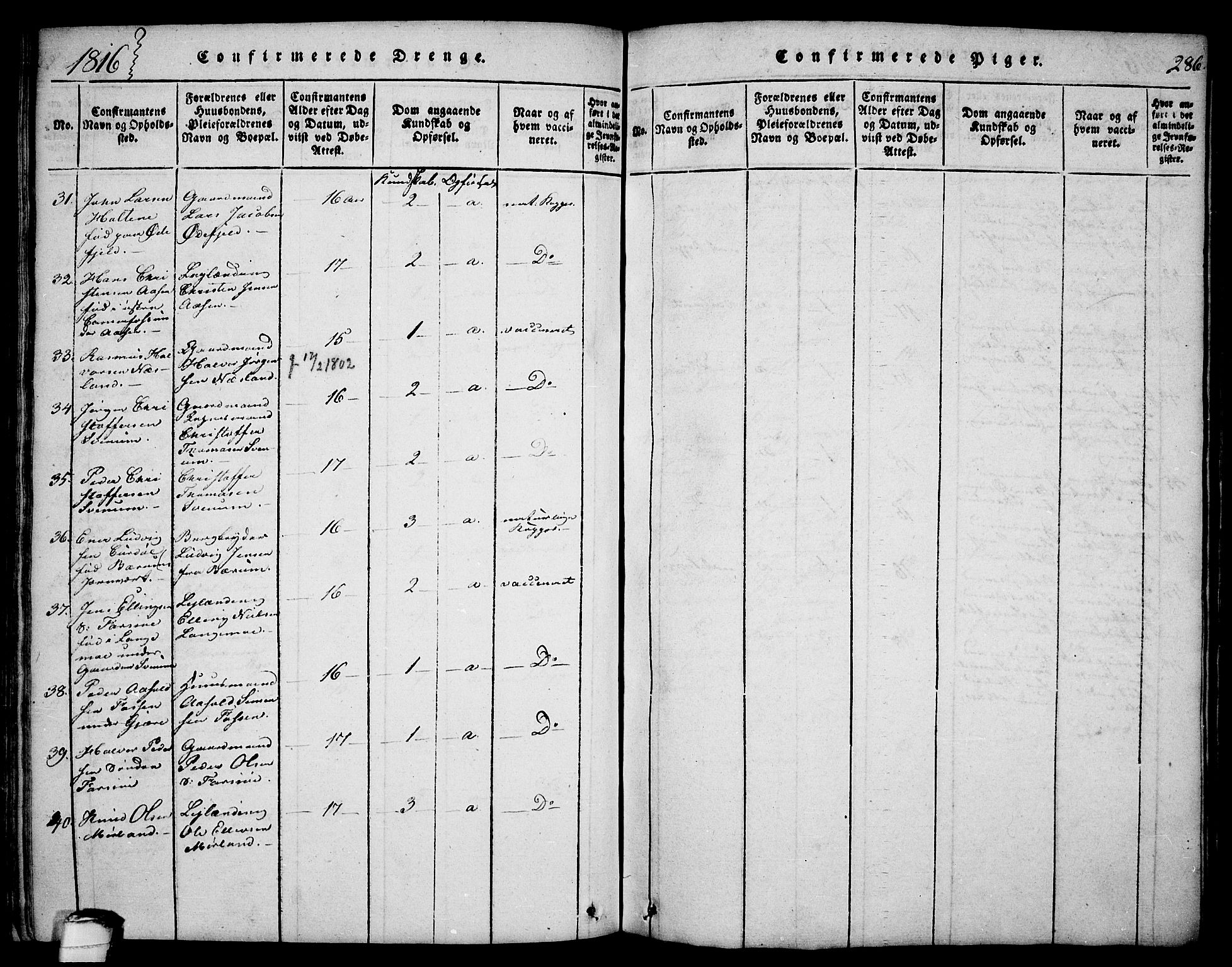 Sannidal kirkebøker, SAKO/A-296/F/Fa/L0004: Parish register (official) no. 4, 1814-1829, p. 286
