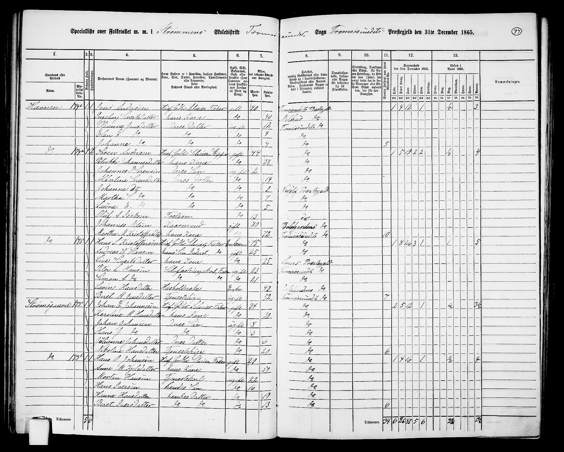 RA, 1865 census for Tromsøysund, 1865, p. 66