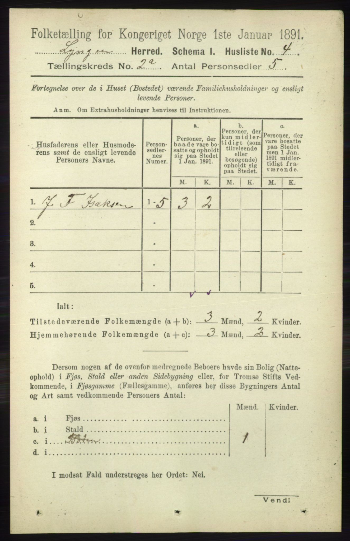 RA, 1891 census for 1938 Lyngen, 1891, p. 1931