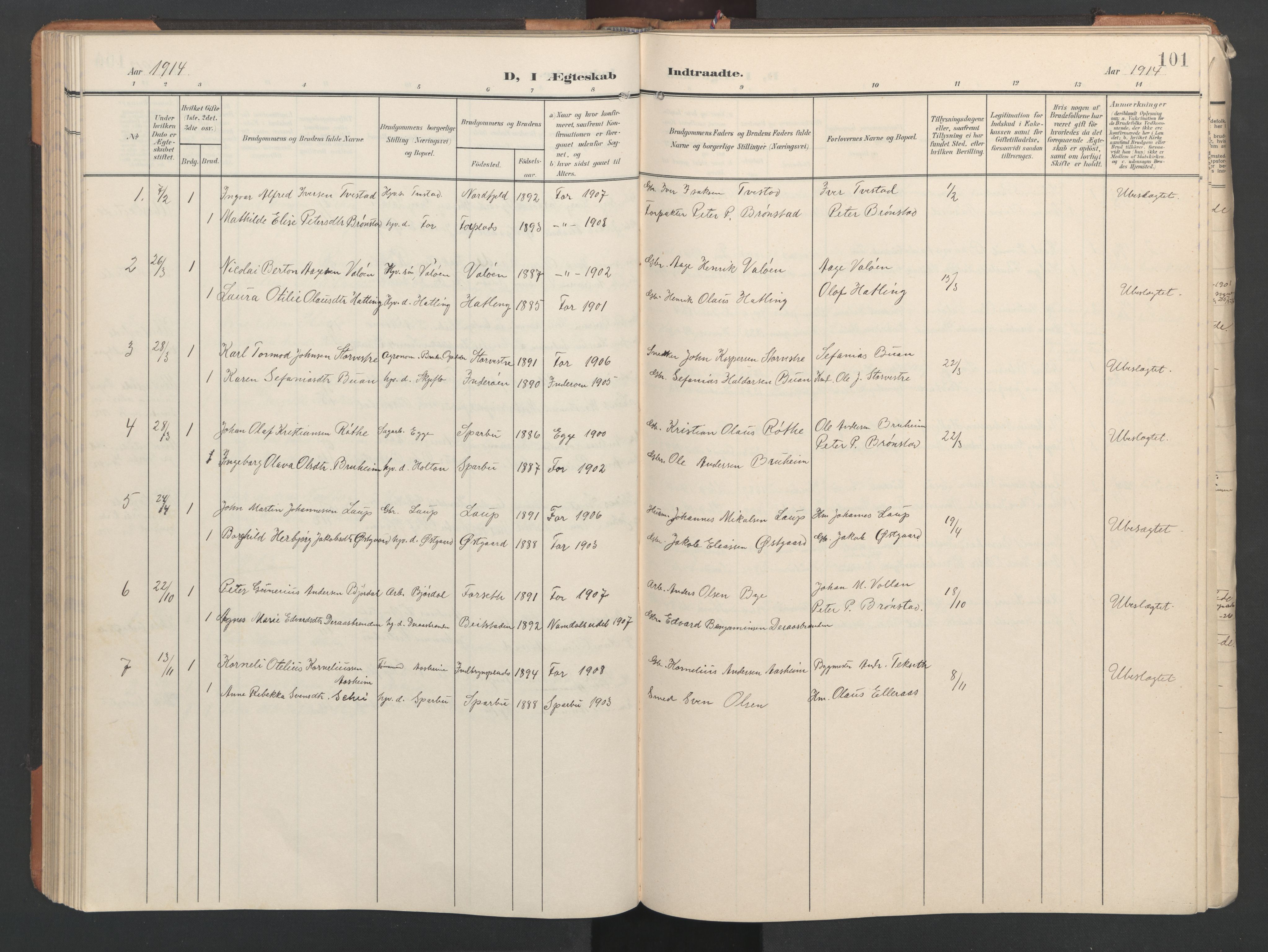 Ministerialprotokoller, klokkerbøker og fødselsregistre - Nord-Trøndelag, SAT/A-1458/746/L0455: Parish register (copy) no. 746C01, 1908-1933, p. 101