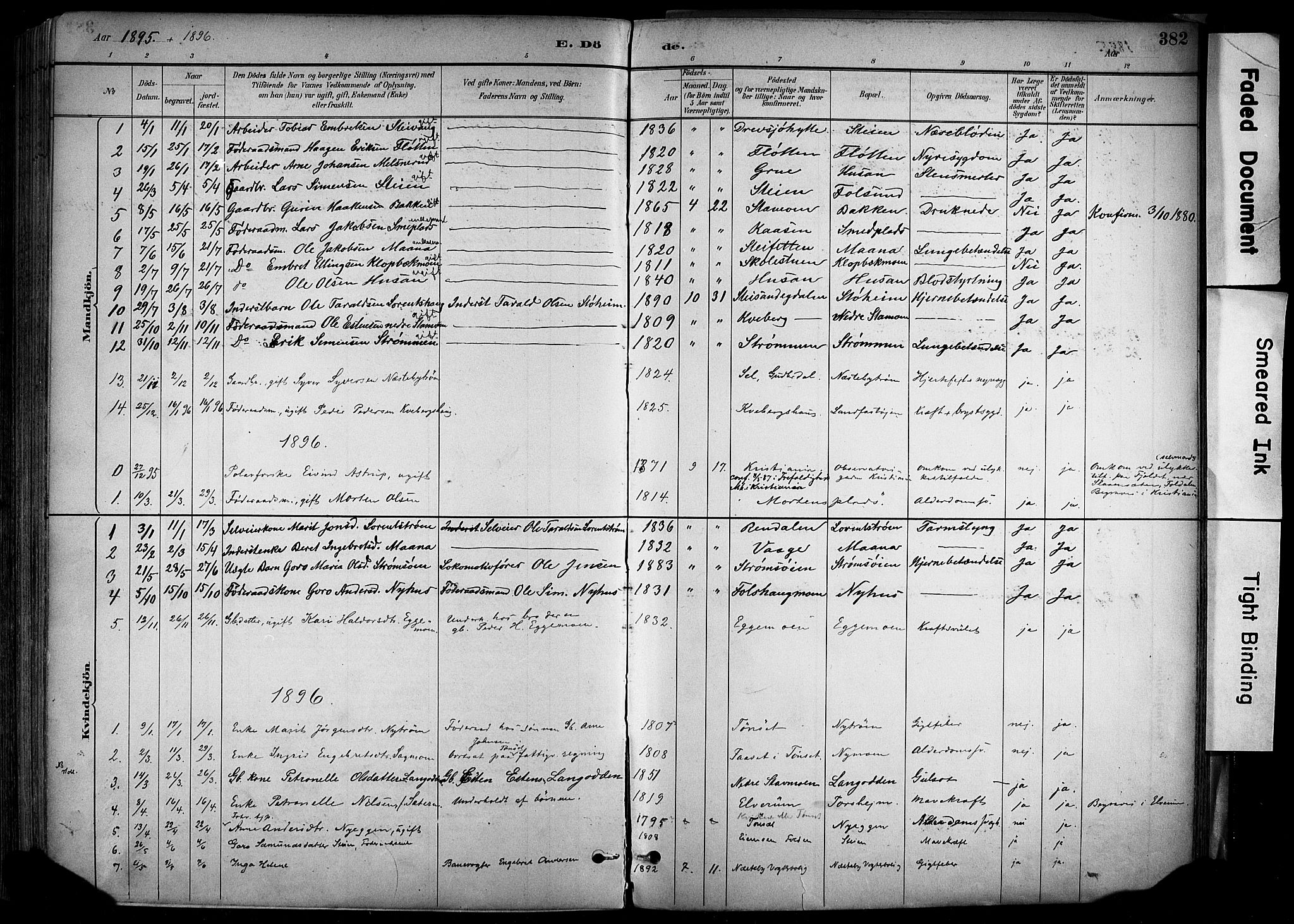 Alvdal prestekontor, SAH/PREST-060/H/Ha/Haa/L0002: Parish register (official) no. 2, 1883-1906, p. 382