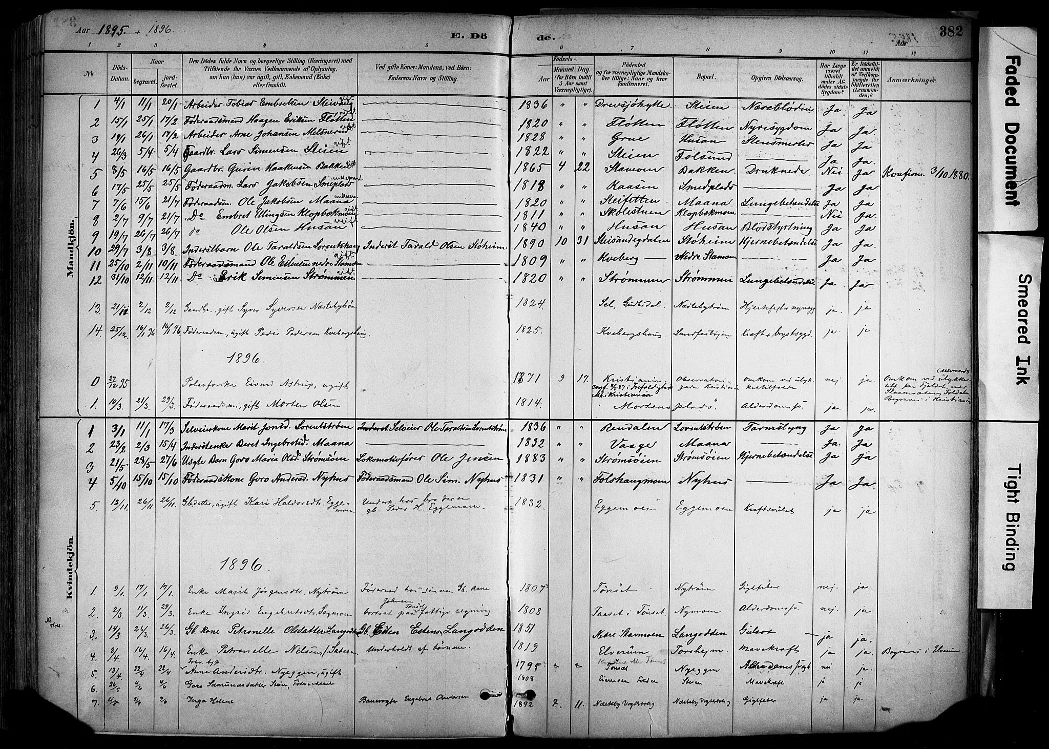 Alvdal prestekontor, AV/SAH-PREST-060/H/Ha/Haa/L0002: Parish register (official) no. 2, 1883-1906, p. 382